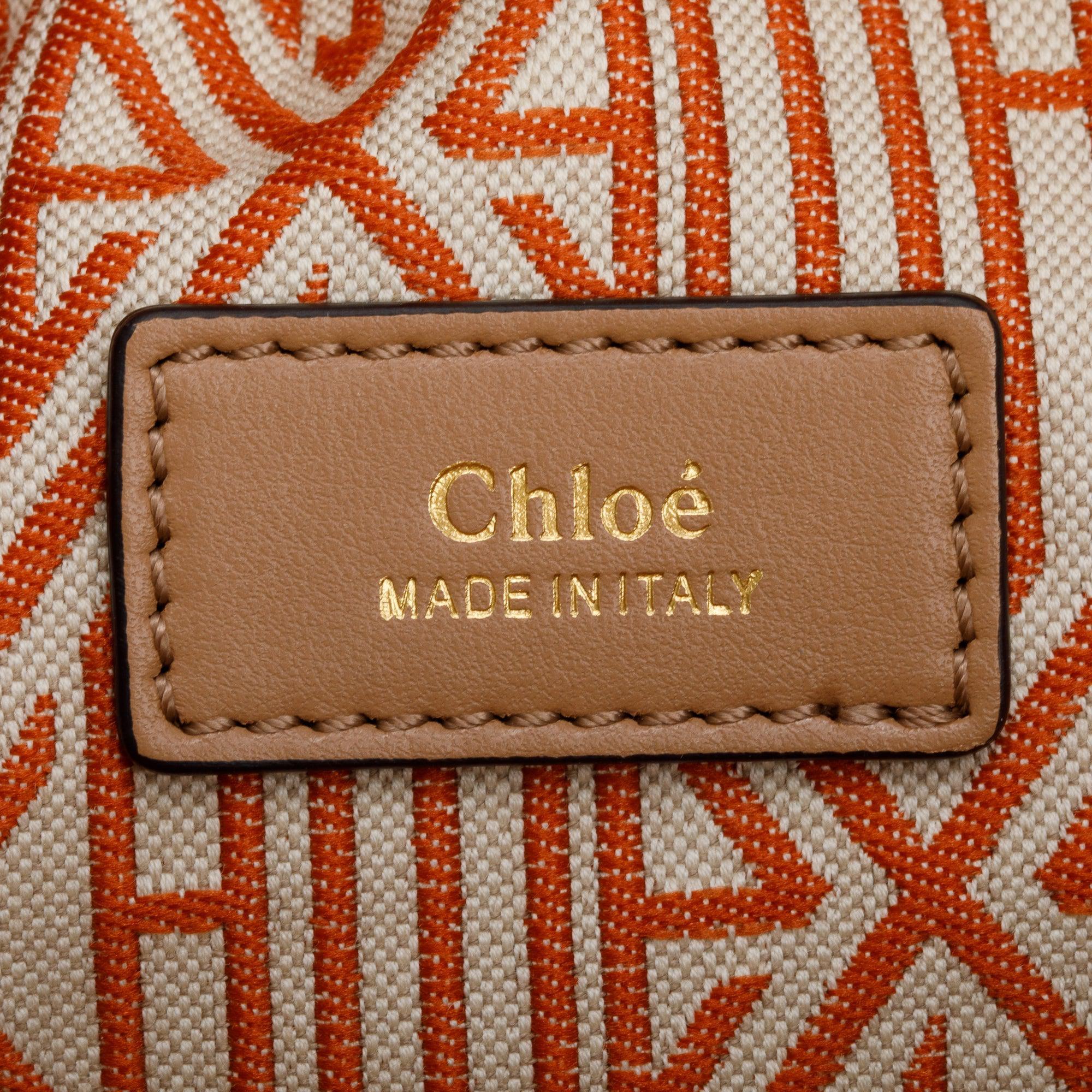 Chloe Beige Grained Calfskin Leather Small Daria Shoulder Bag