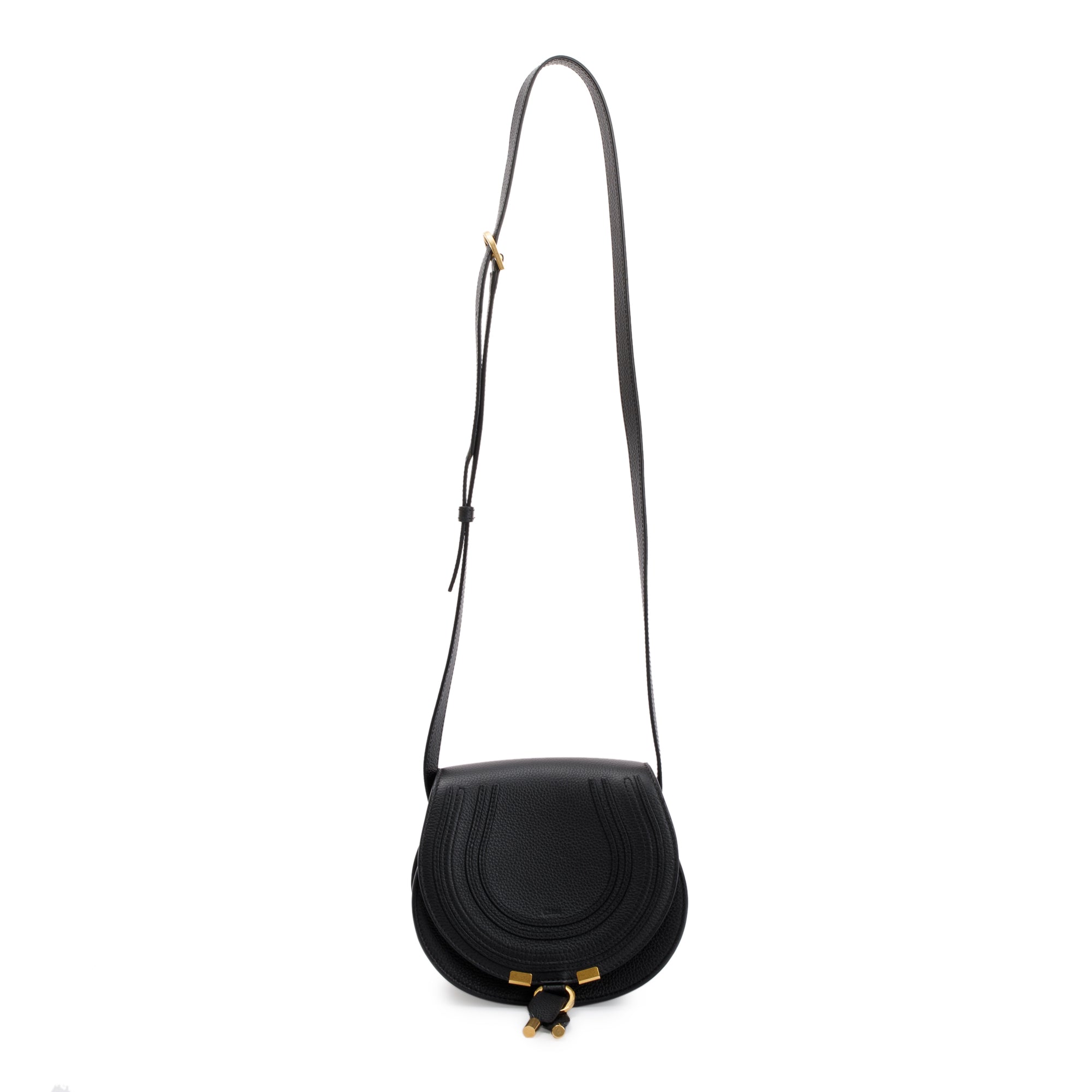 Chloe Black Calfskin Leather Small Marcie Crossbody Bag