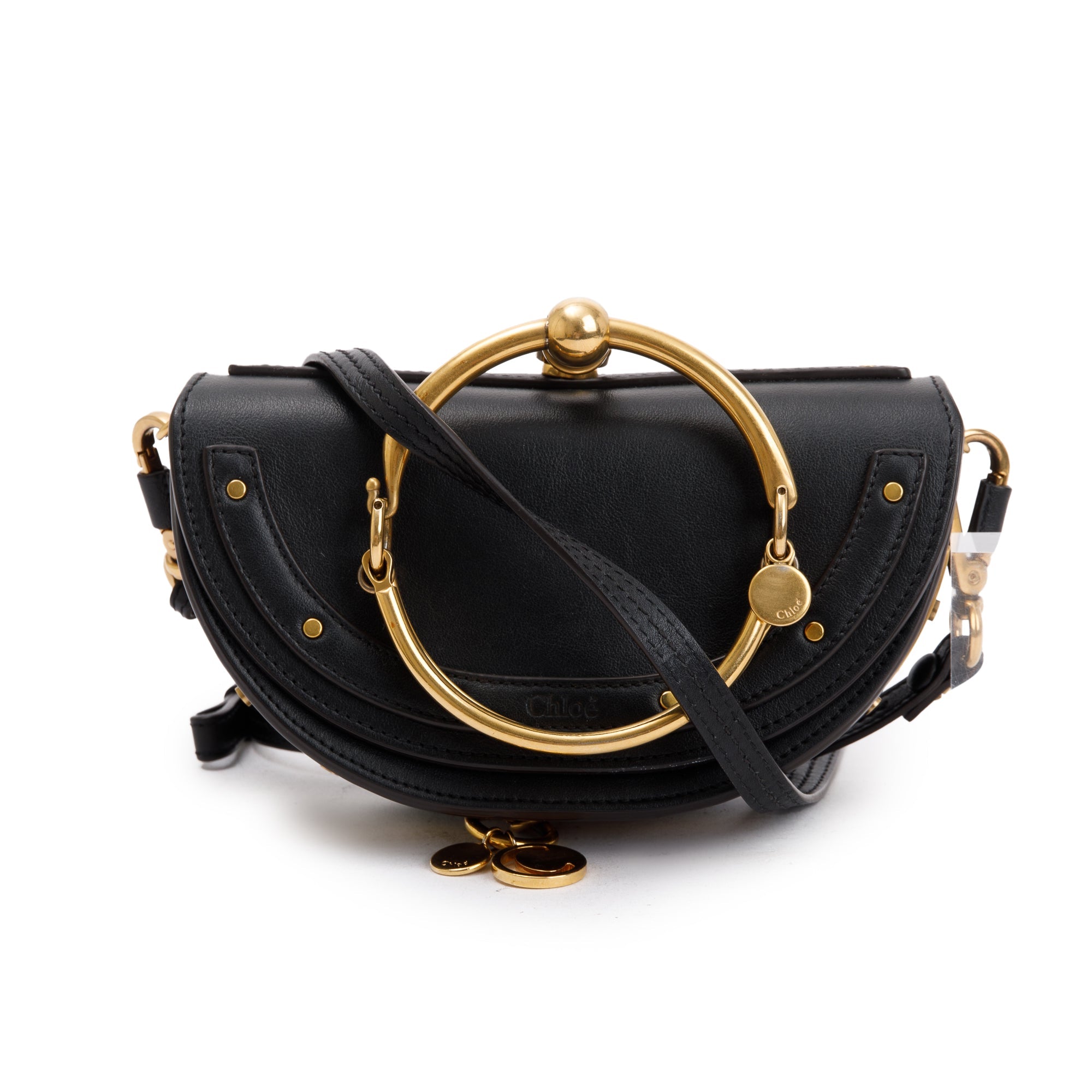Chloe Black Calfskin Leather Small Nile Bracelet Crossbody Bag