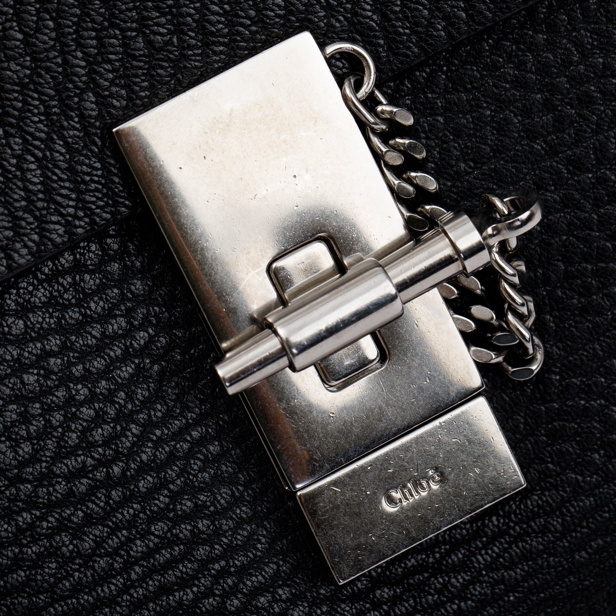 Chloe Black Grained Calfskin Leather Drew Crossbody Bag