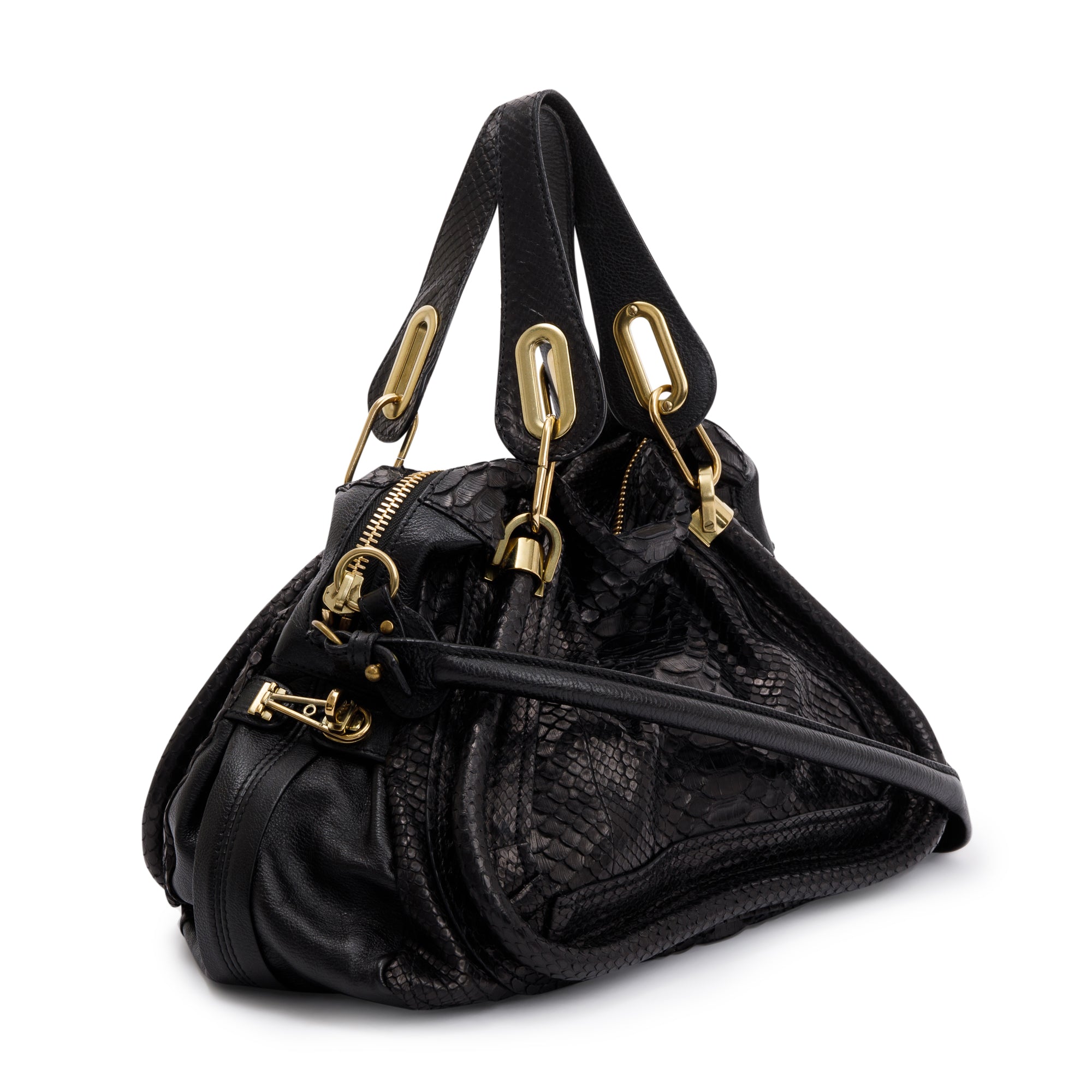 Chloe Black Python Medium Paraty Bag