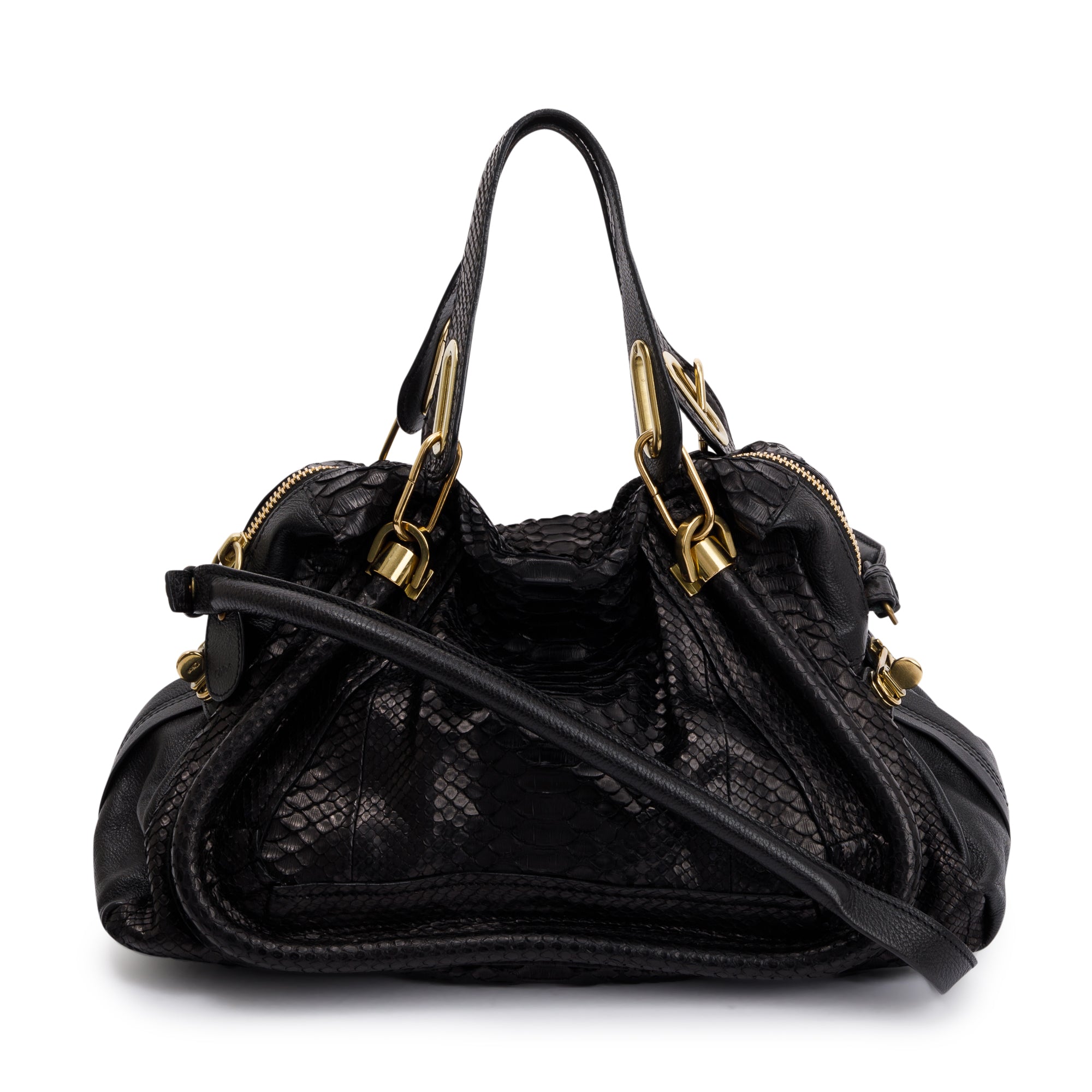 Chloe Black Python Medium Paraty Bag
