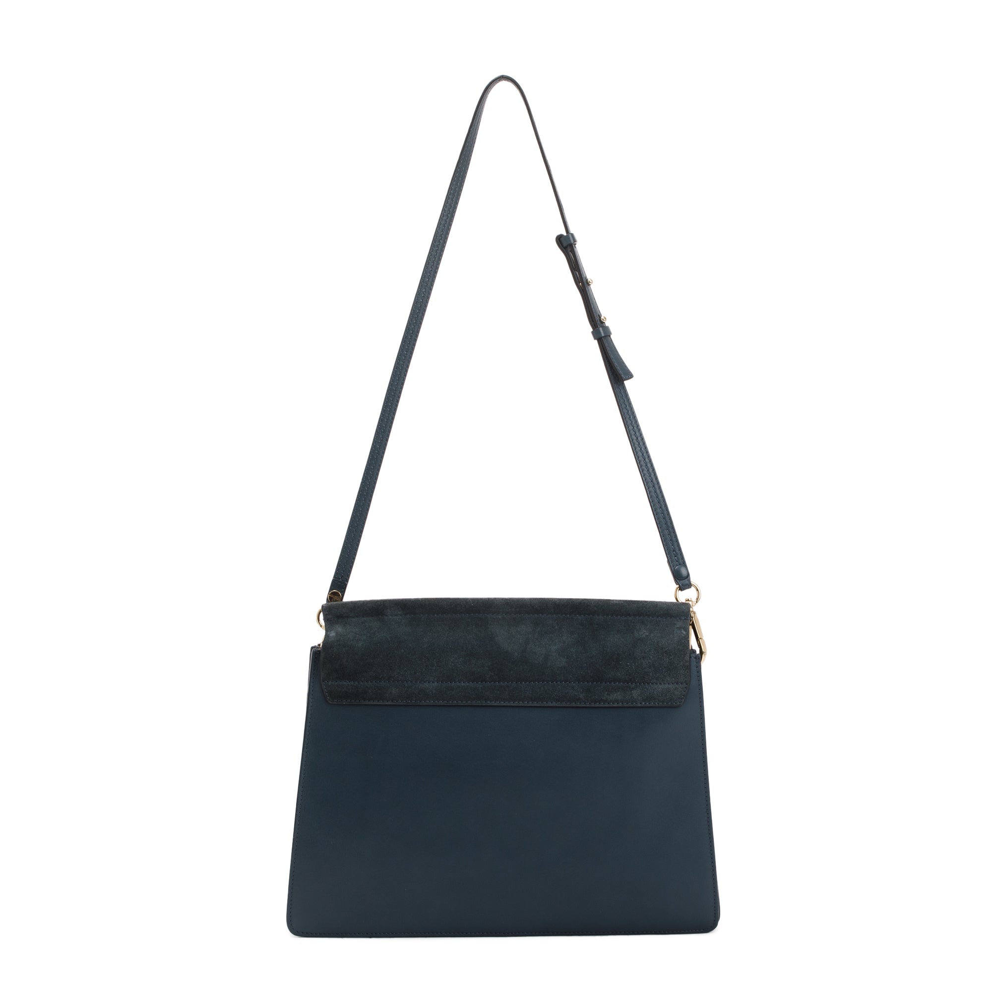 Chloe Blue Suede & Calfskin Leather Medium Faye Shoulder Bag