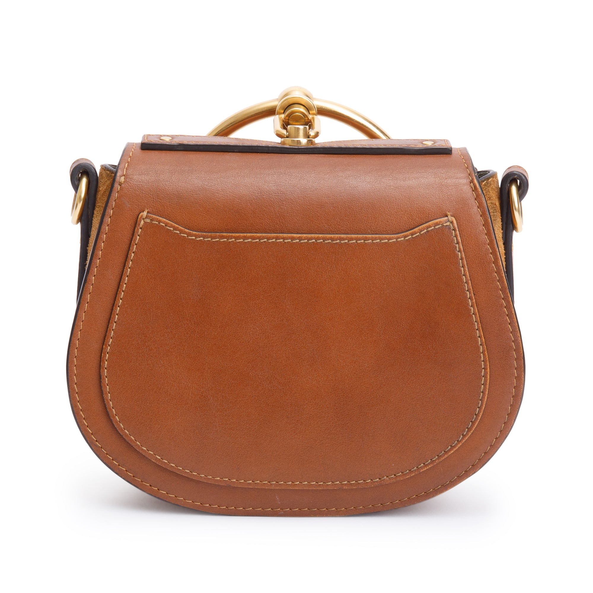 Chloe Brown Calfskin Leather Small Nile Bracelet Crossbody Bag w/ Box