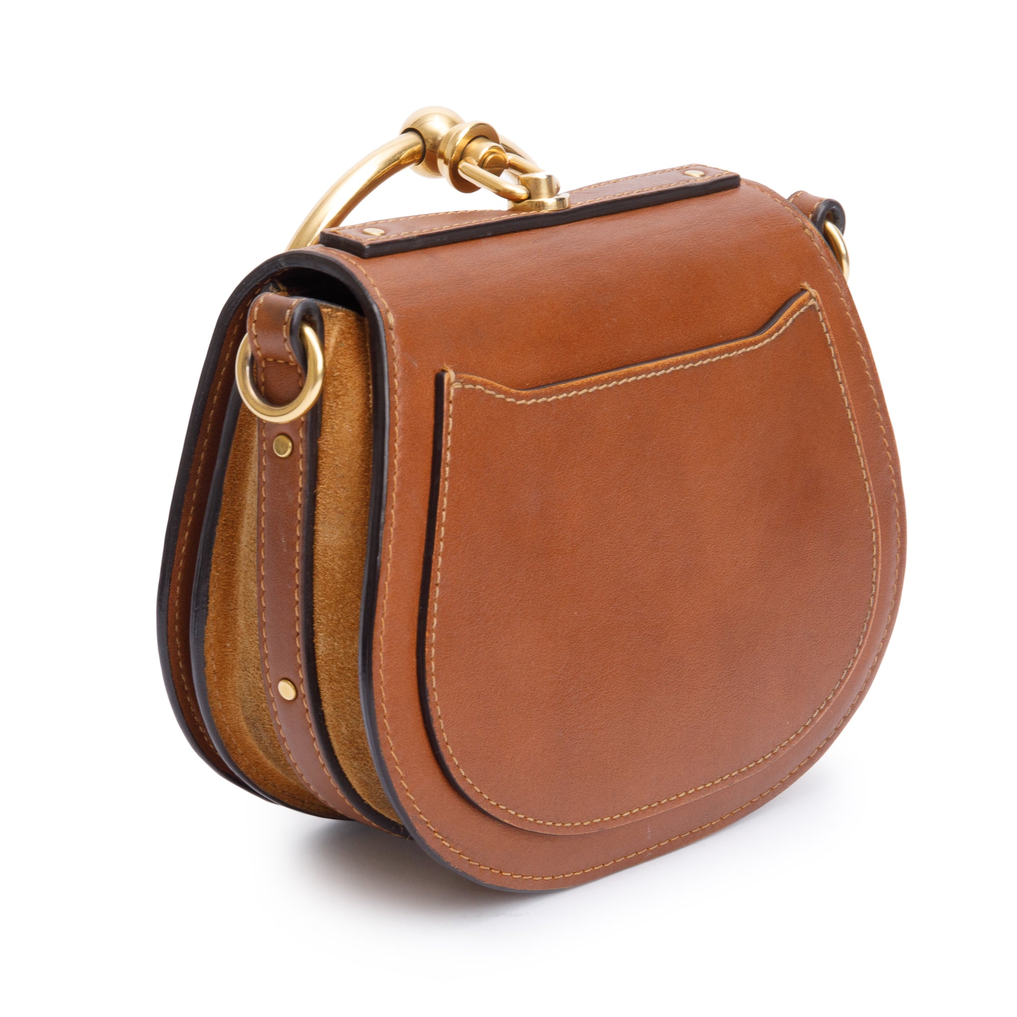 Chloe Brown Calfskin Leather Small Nile Bracelet Crossbody Bag w/ Box