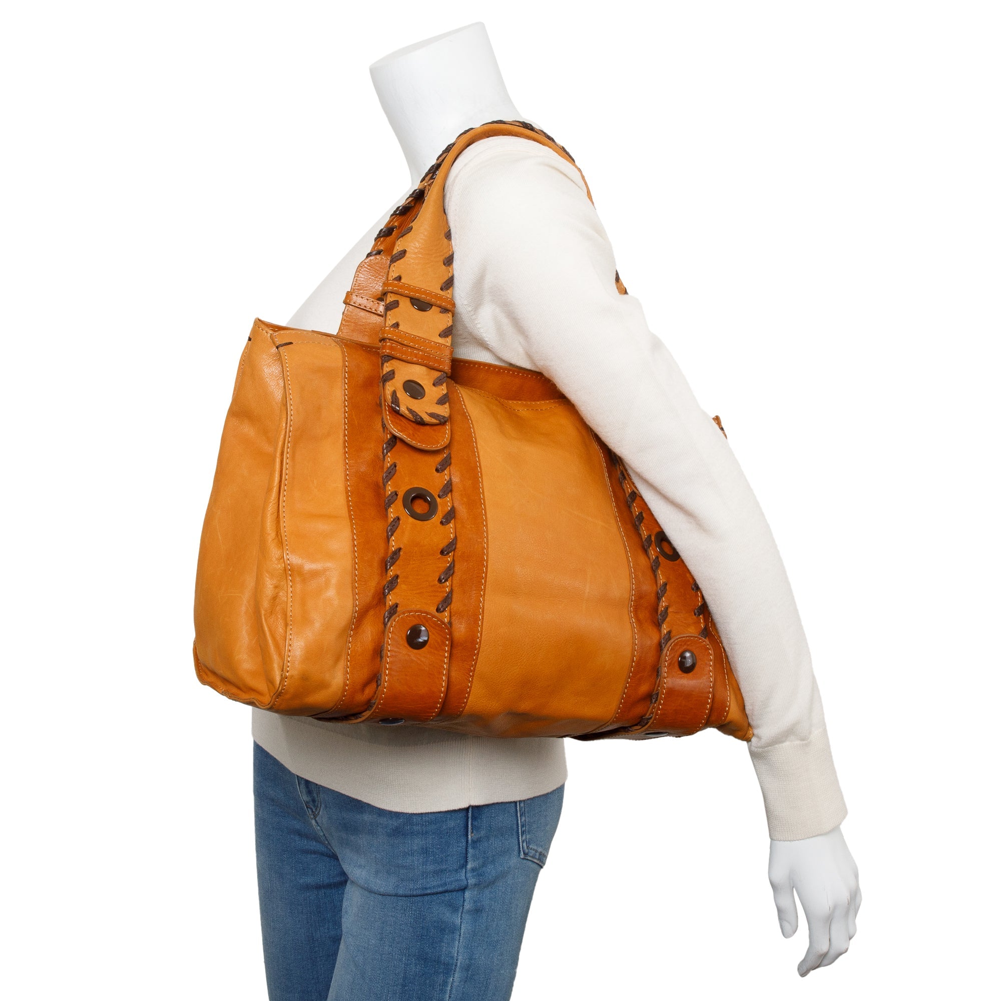 Chloe Brown Calfskin Leather Vintage Medium Tote