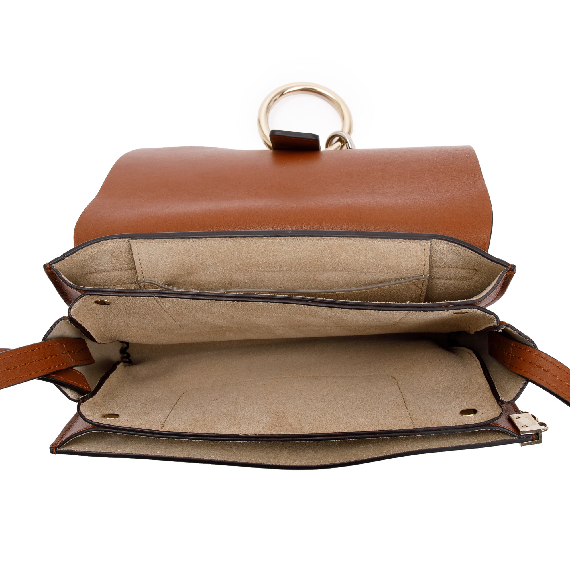 Chloe Brown Suede & Calfskin Leather Small Faye Shoulder Bag