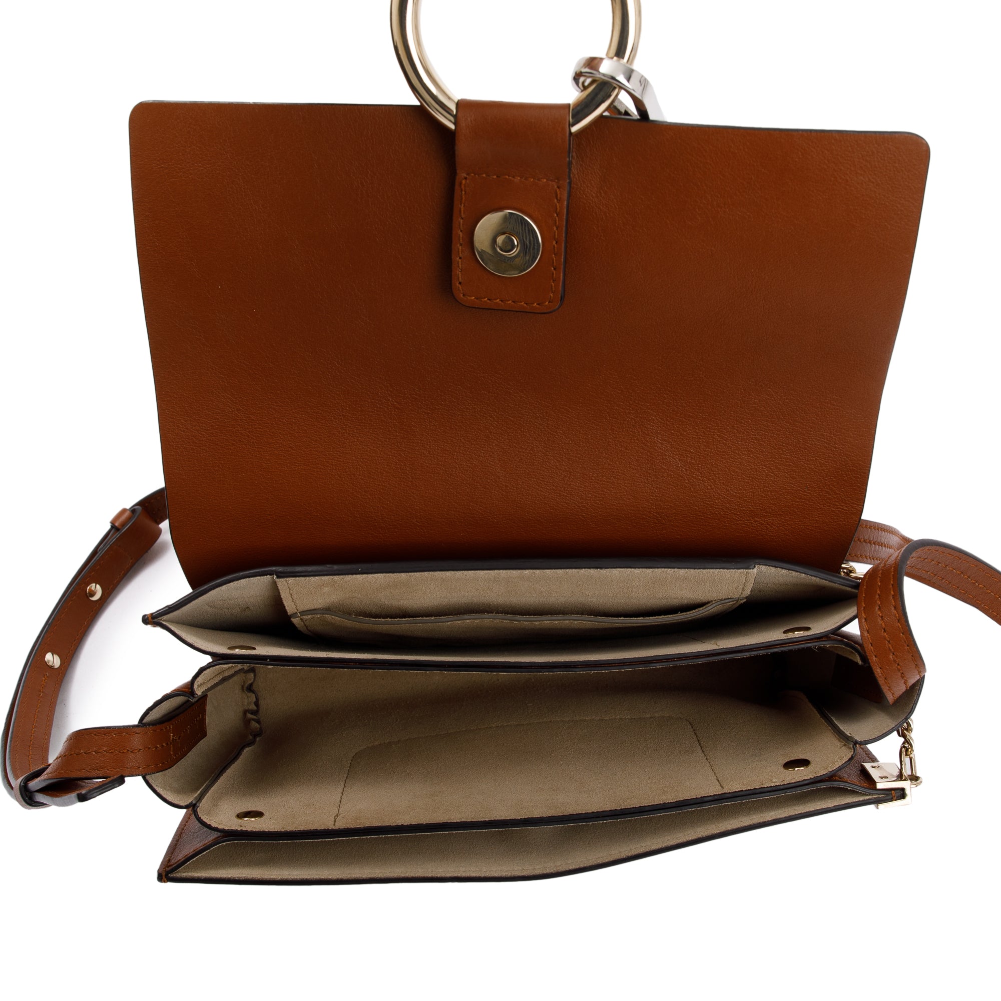 Chloe Brown Suede & Calfskin Leather Small Faye Shoulder Bag w/ Authenticity Card