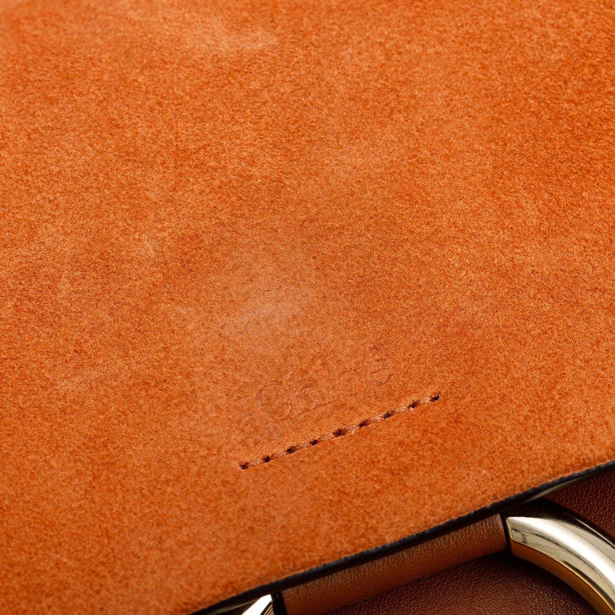 Chloe Brown Suede & Calfskin Leather Small Faye Shoulder Bag w/ Authenticity Card