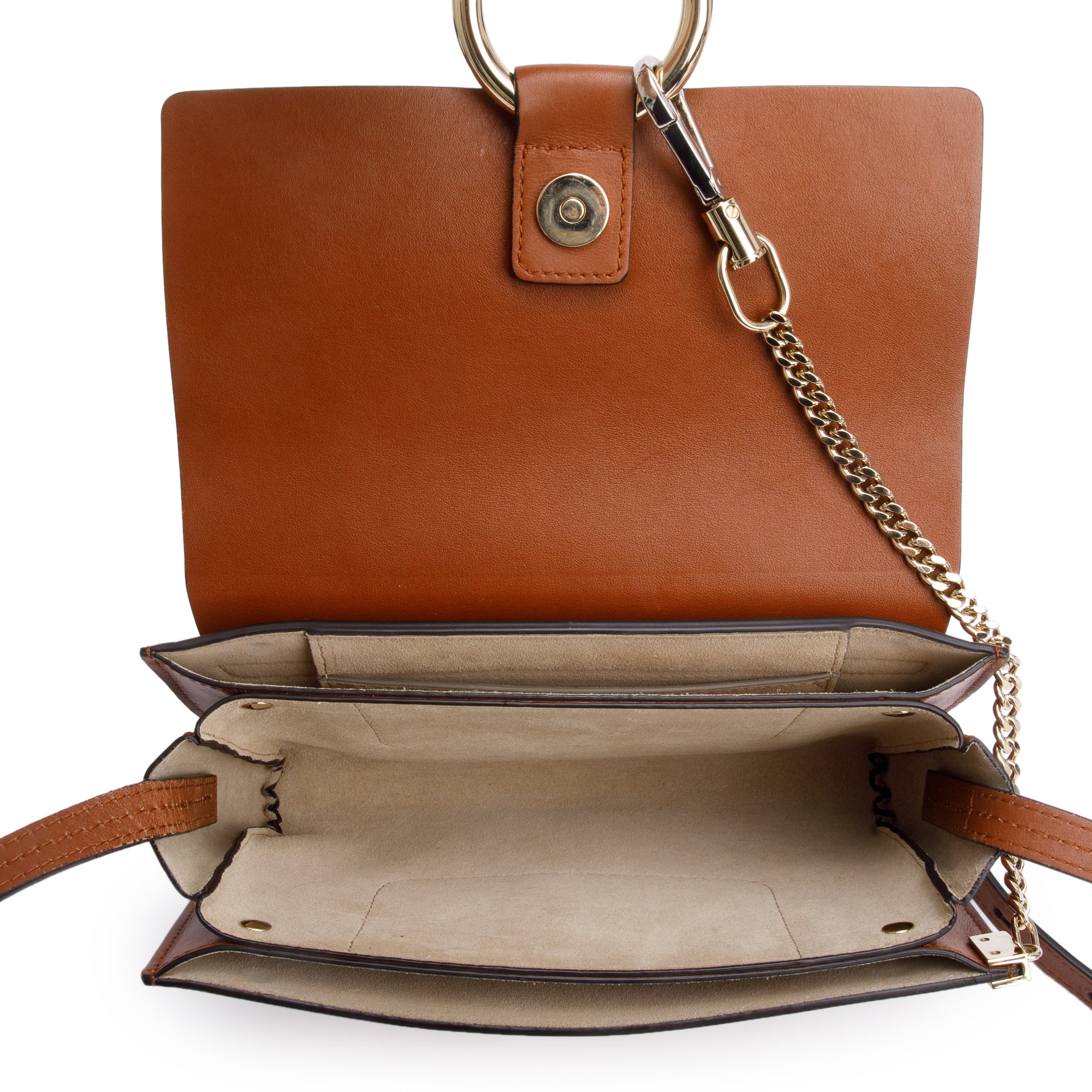 Chloe Brown Suede & Calfskin Leather Small Faye Shoulder Bag w/ Authenticity Card