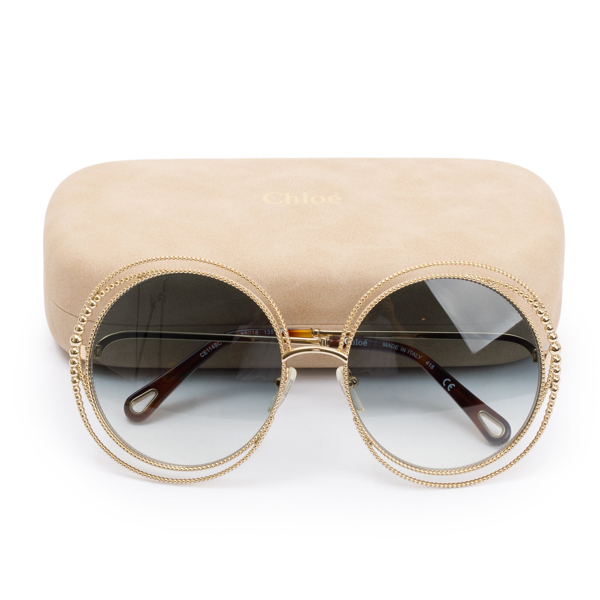 Chloe CE114S Petrol Round Gradient Sunglasses w/ Case