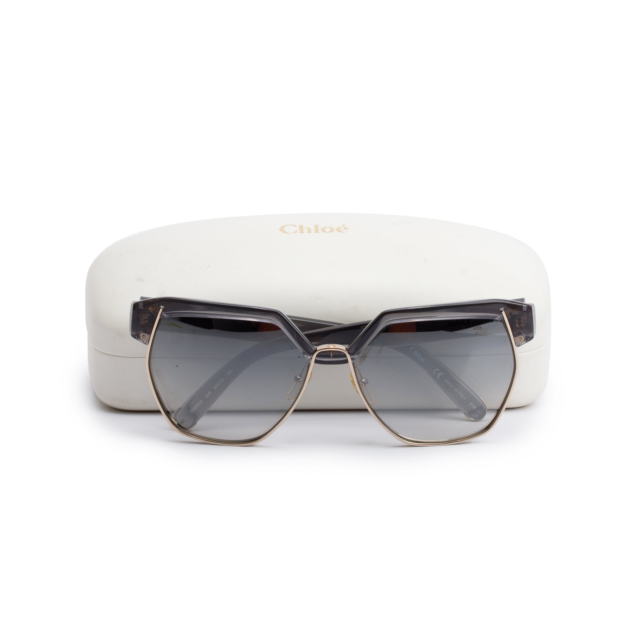 Chloe CE665S Grey Acetate Dafne Oversized Sunglasses w/ Case