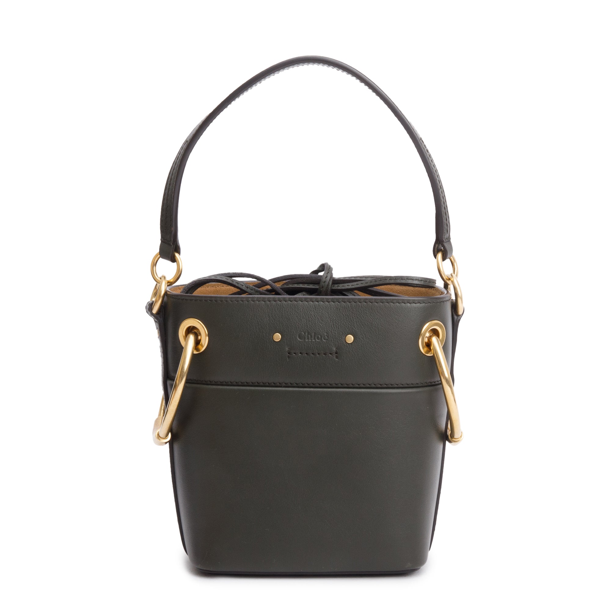 Chloe Forest Green Calfskin Leather Mini Roy w/ Strap