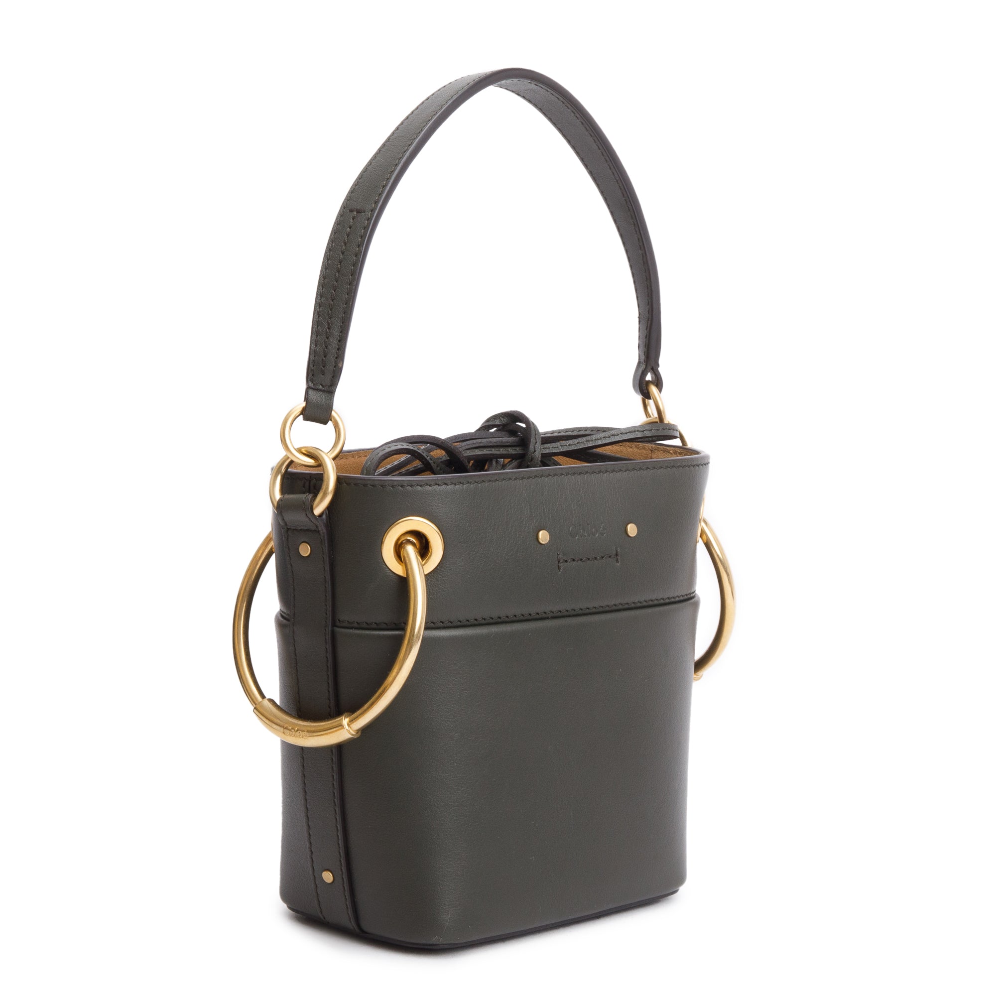 Chloe Forest Green Calfskin Leather Mini Roy w/ Strap