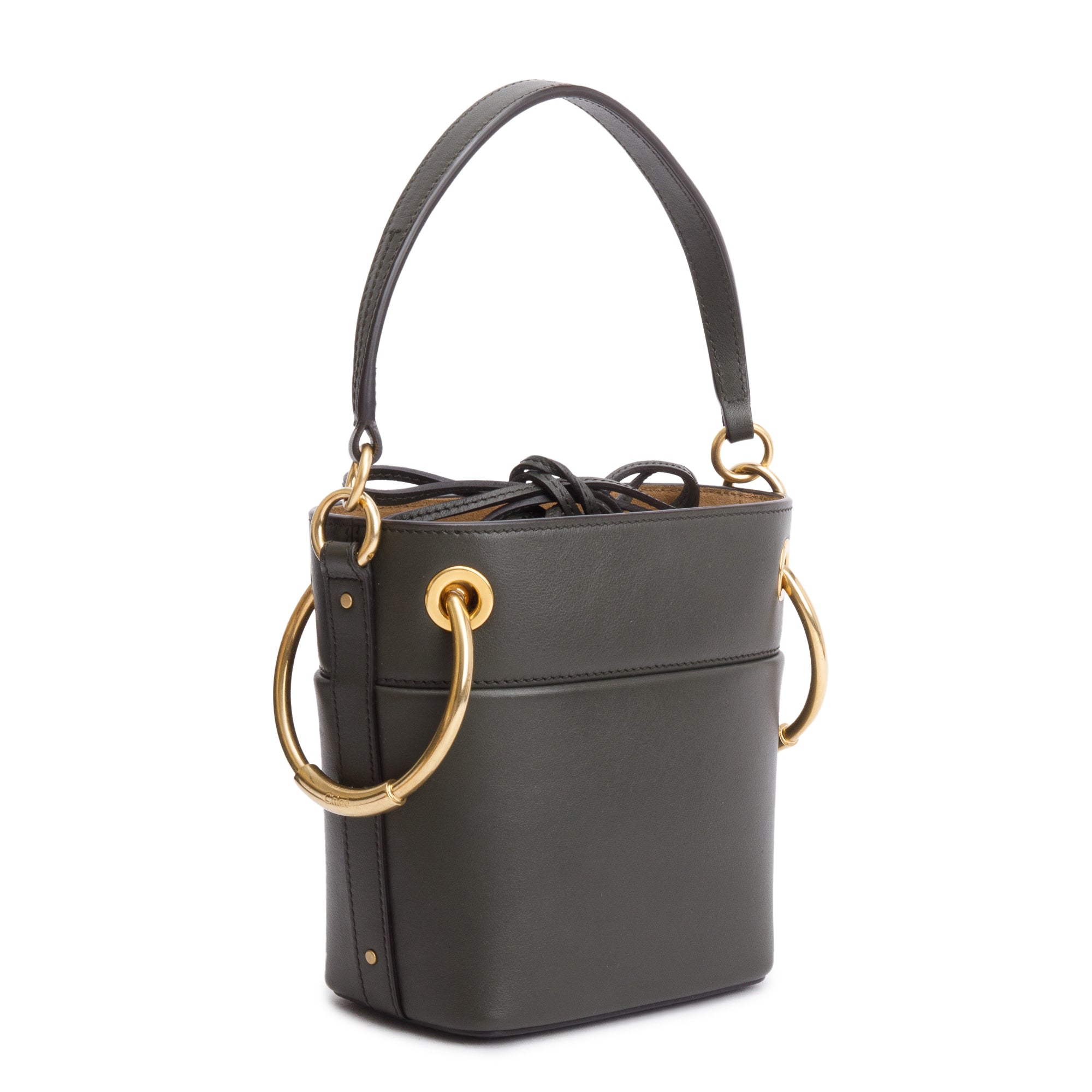 Chloe Forest Green Calfskin Leather Mini Roy w/ Strap