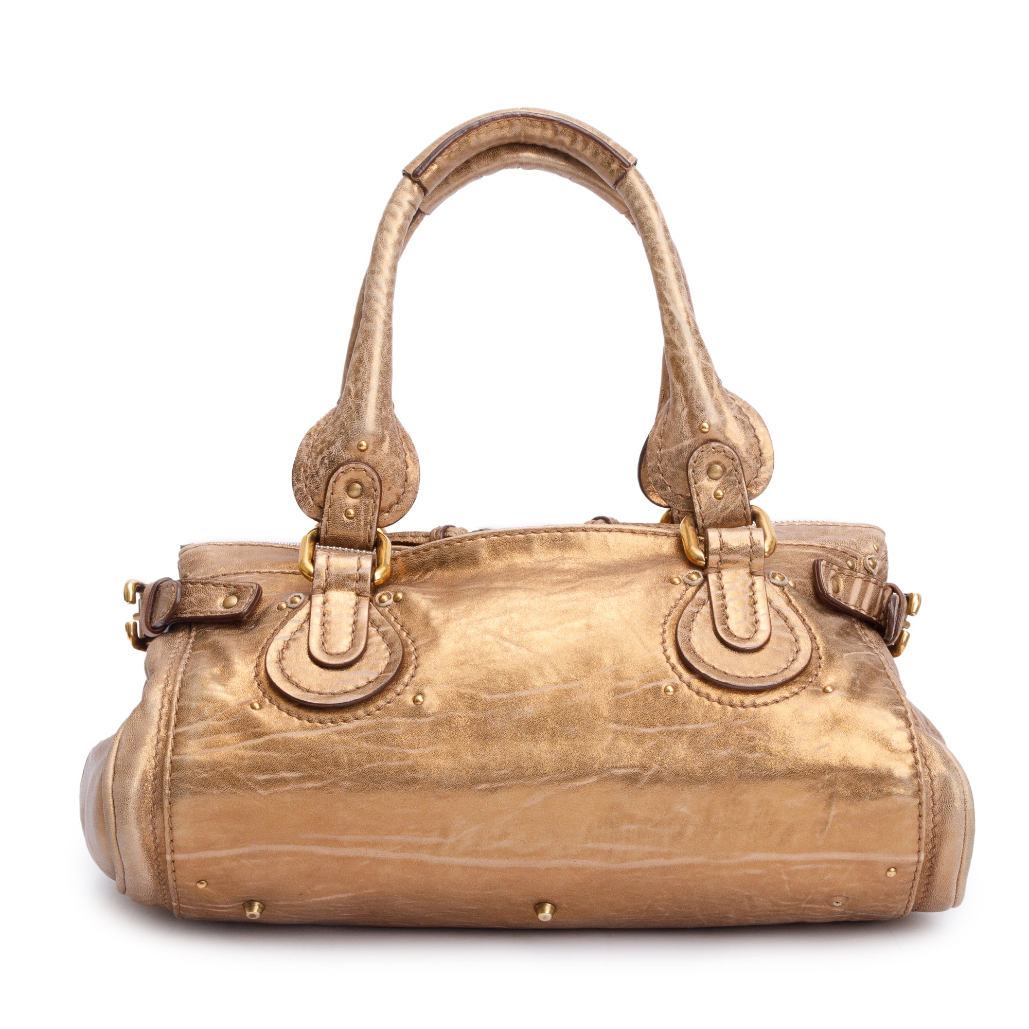 Chloe Gold Metallic Calfskin Leather Paddington Bag