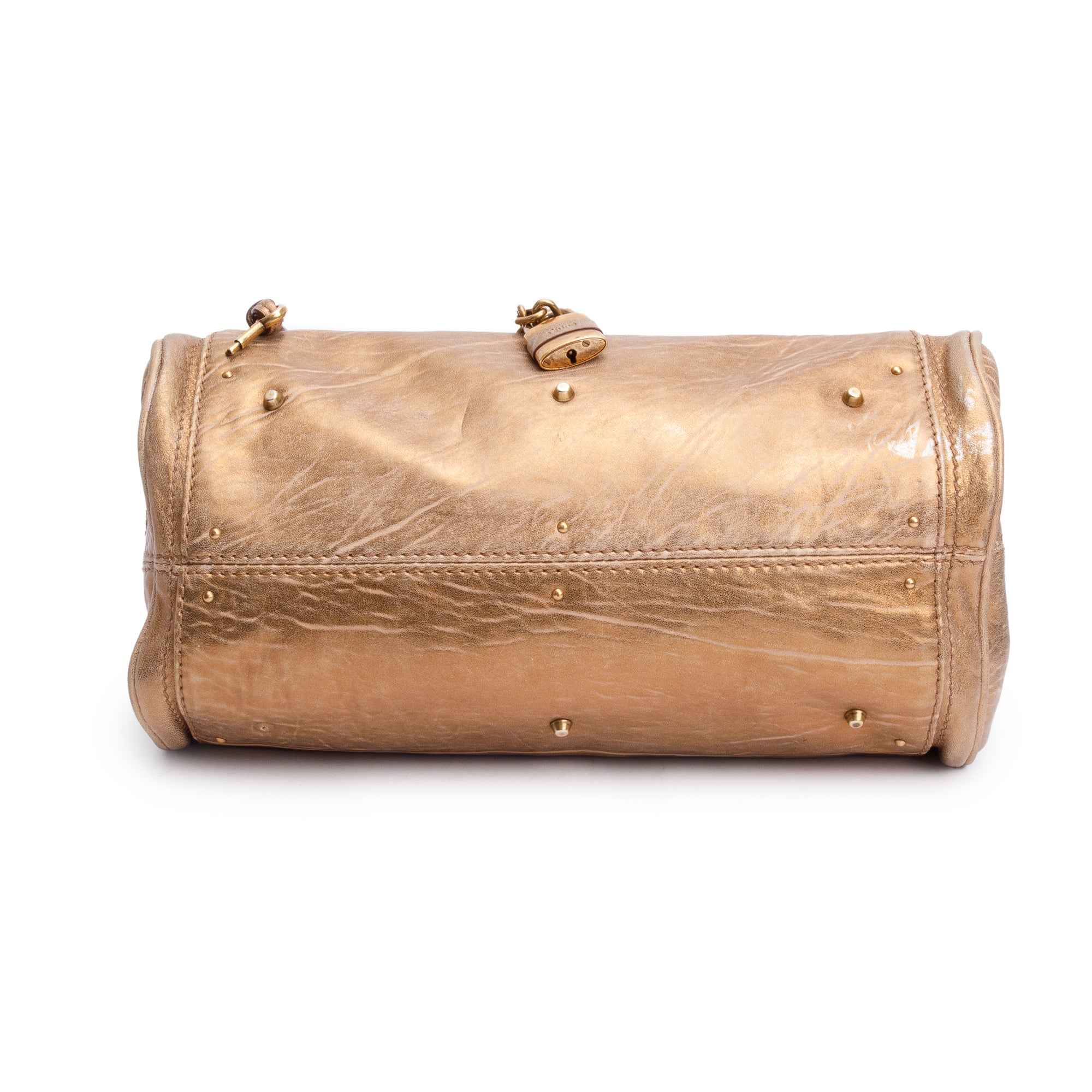 Chloe Gold Metallic Calfskin Leather Paddington Bag