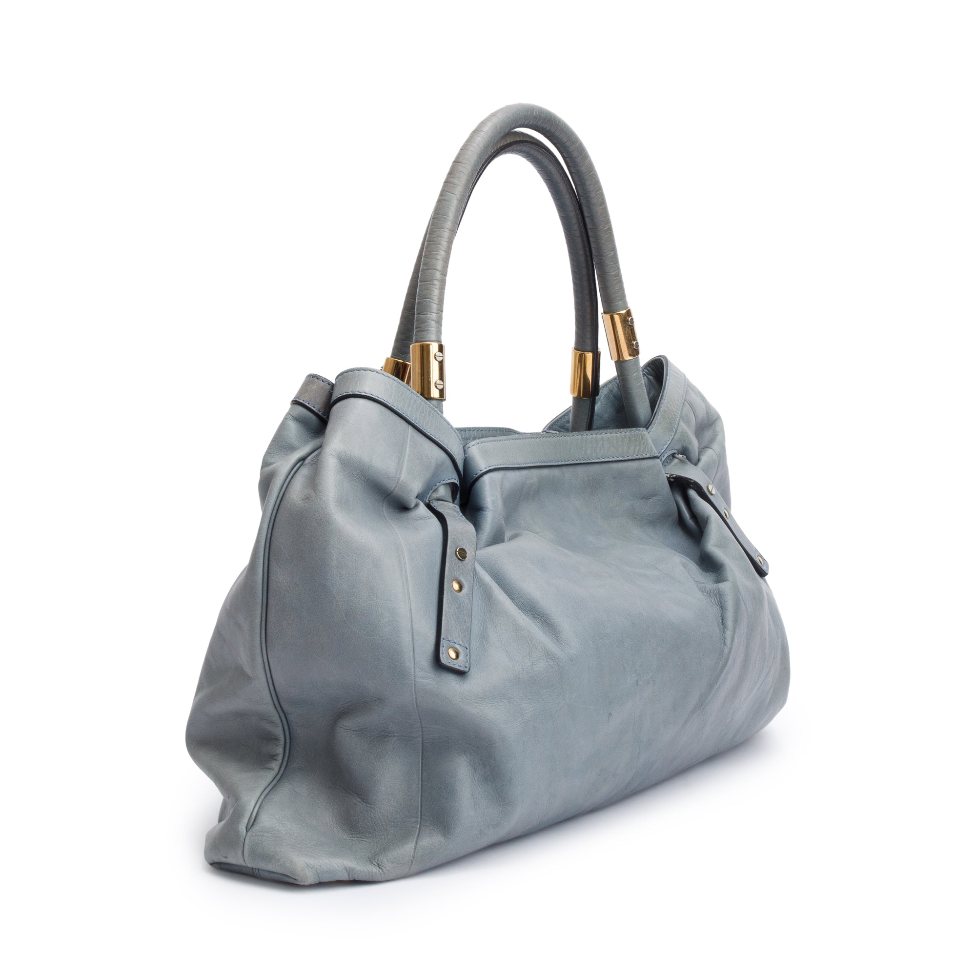 Chloe Grey Calfskin Leather Large Victoria Tote