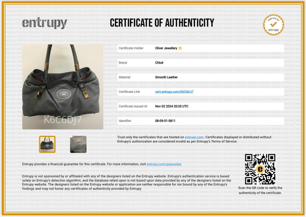 Chloe Grey Calfskin Leather Large Victoria Tote