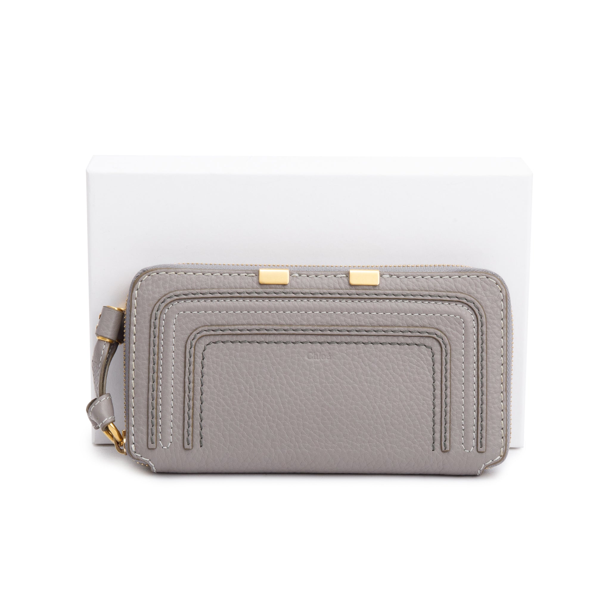 Chloe Grey Calfskin Leather Marcie Continental Flap Wallet w/ Box