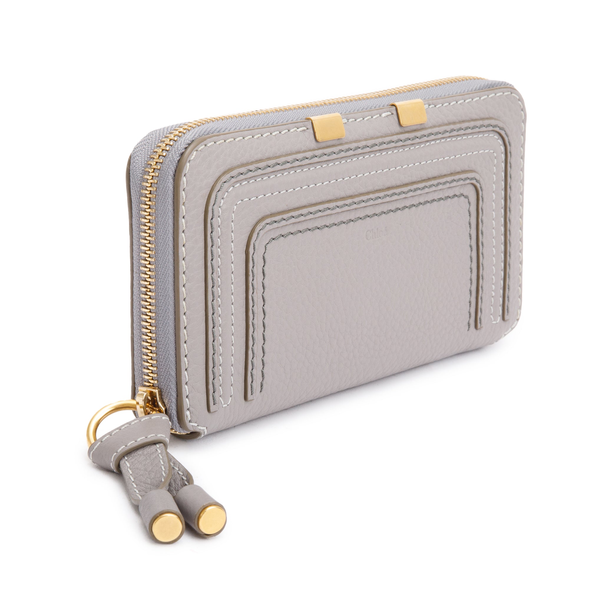 Chloe Grey Calfskin Leather Marcie Continental Flap Wallet w/ Box