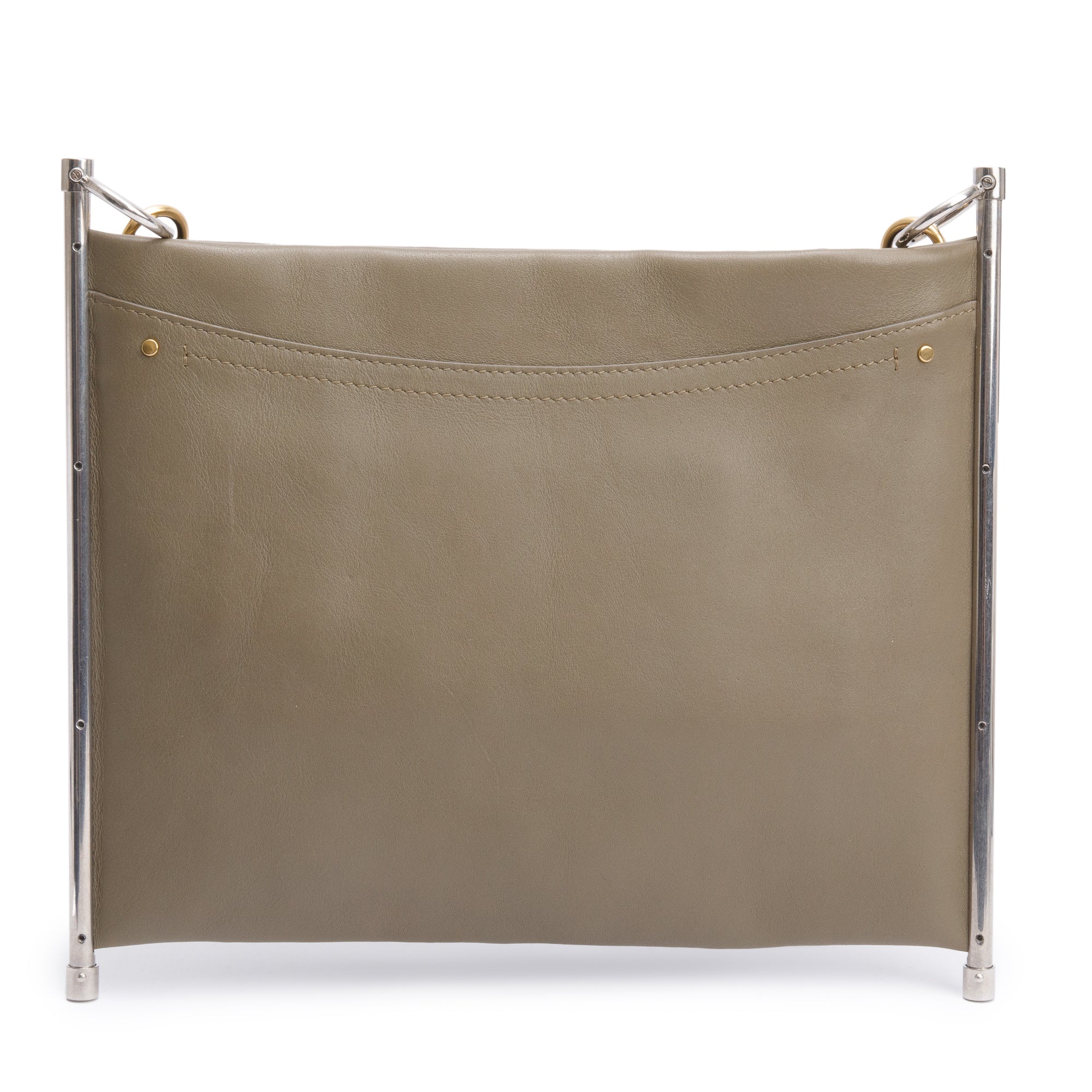 Chloe Grey Calfskin Leather Medium Roy Clutch Crossbody