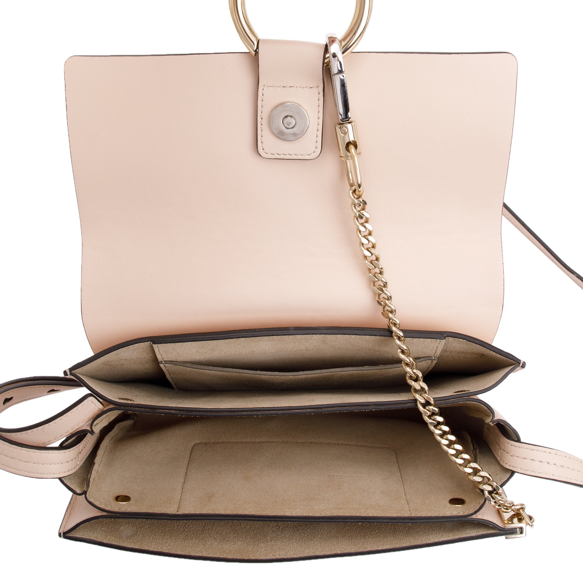 Chloe Neutral Suede & Calfskin Leather Small Faye Crossbody Bag