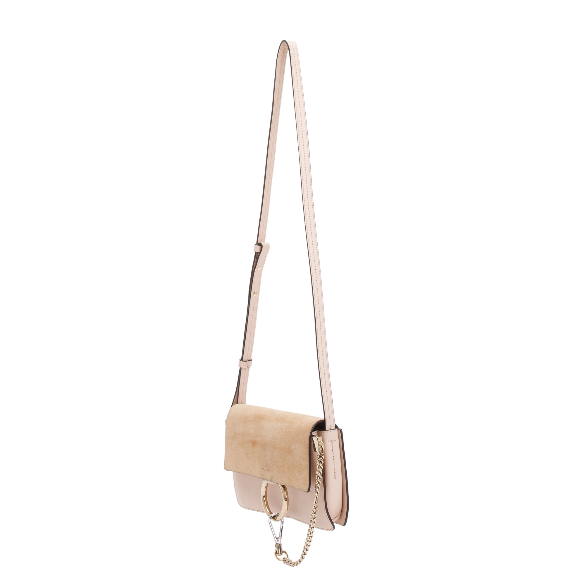 Chloe Neutral Suede & Calfskin Leather Small Faye Crossbody Bag