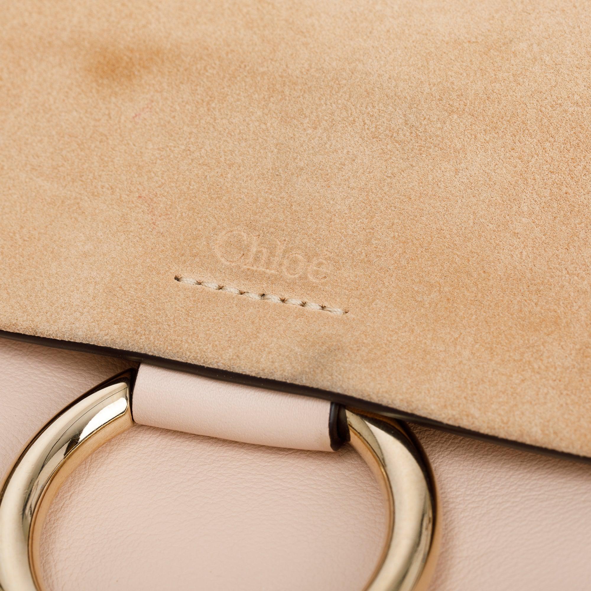 Chloe Neutral Suede & Calfskin Leather Small Faye Crossbody Bag