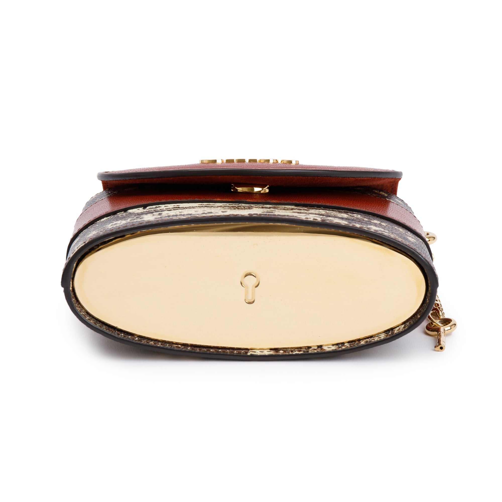 Chloe Sepia Brown Embossed Calfskin Leather Small Aby Lock Bag