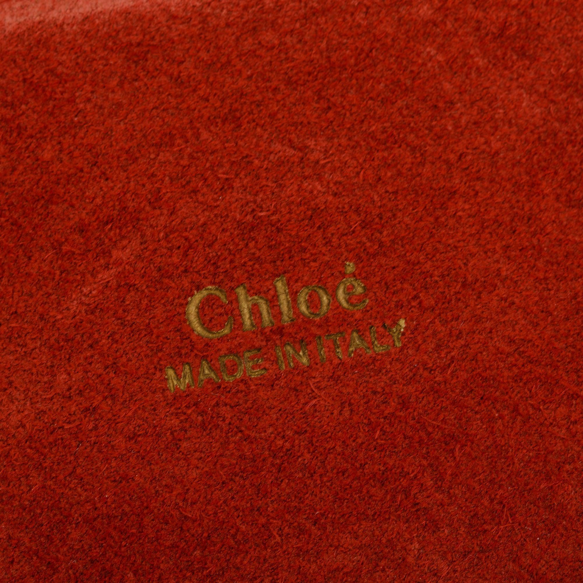 Chloe Sepia Brown Embossed Calfskin Leather Small Aby Lock Bag