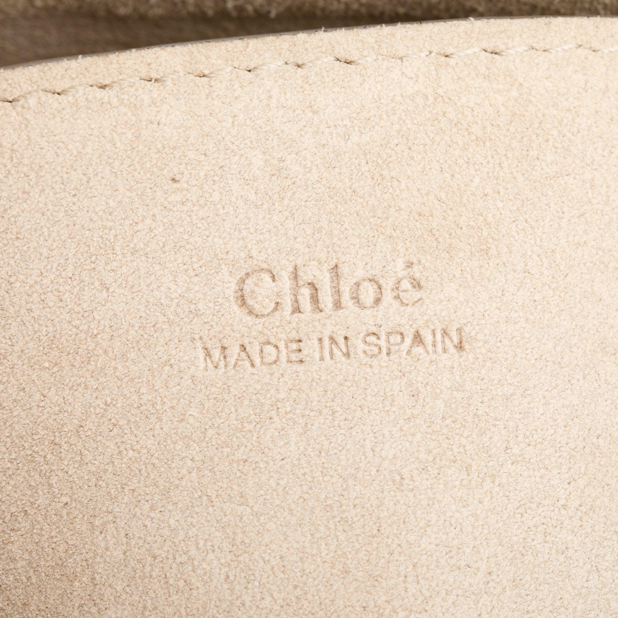 Chloe Taupe Suede & Calfskin Leather Small Faye Shoulder Bag