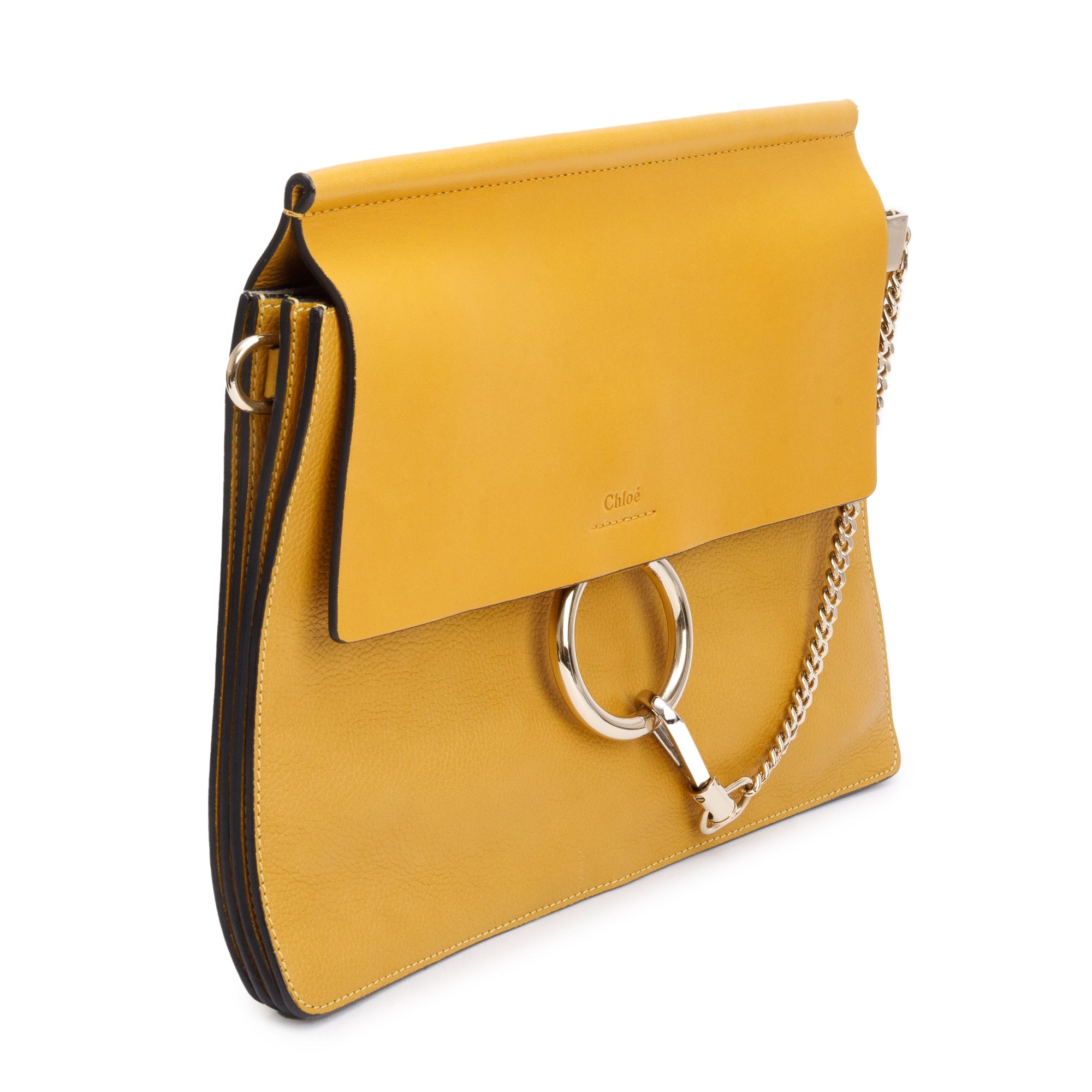 Chloe Yellow Calfskin Leather Medium Faye Shoulder Bag