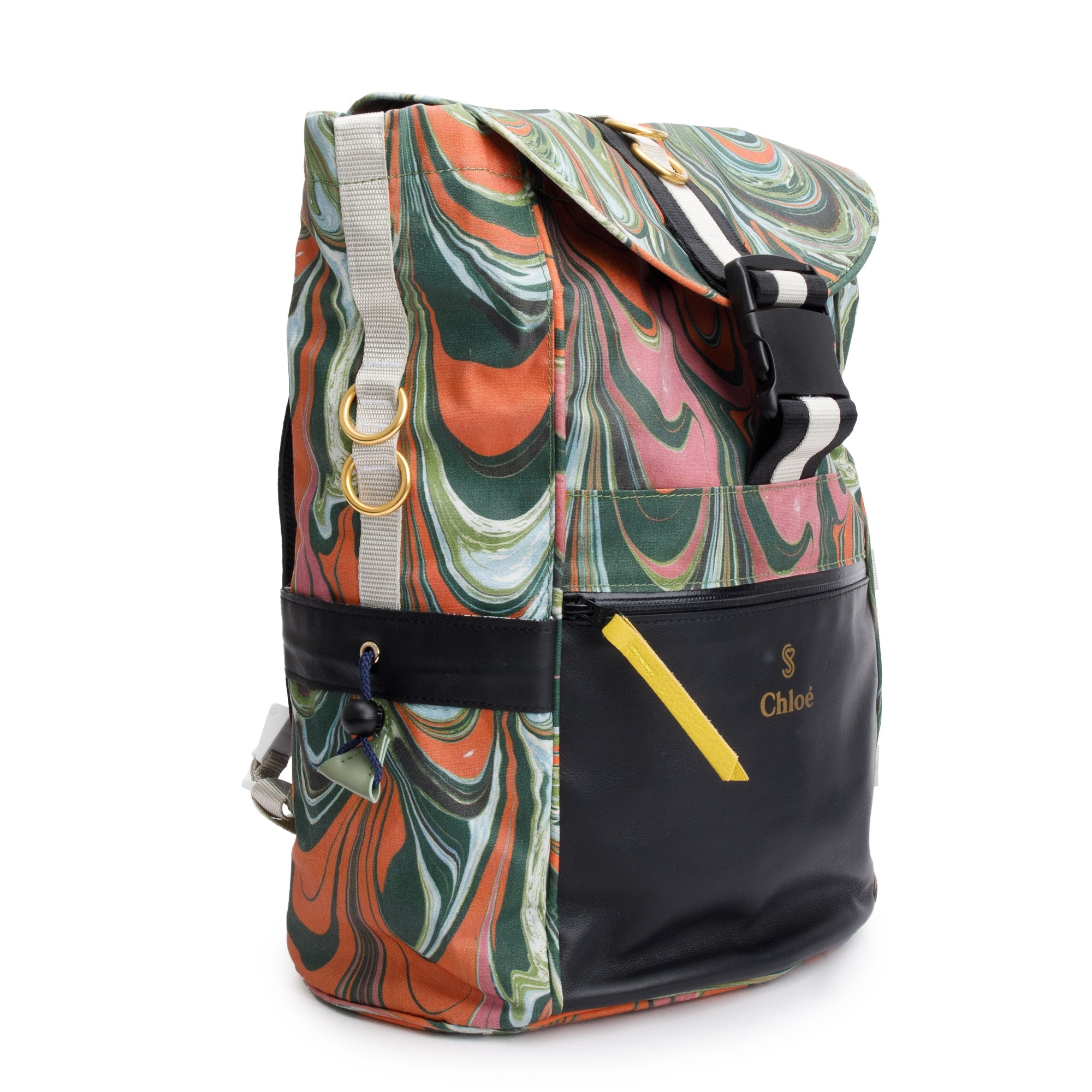 Chloe x Sheltersuit Multicolor Print Canvas Leather Trimmed Deep Ocean Backpack