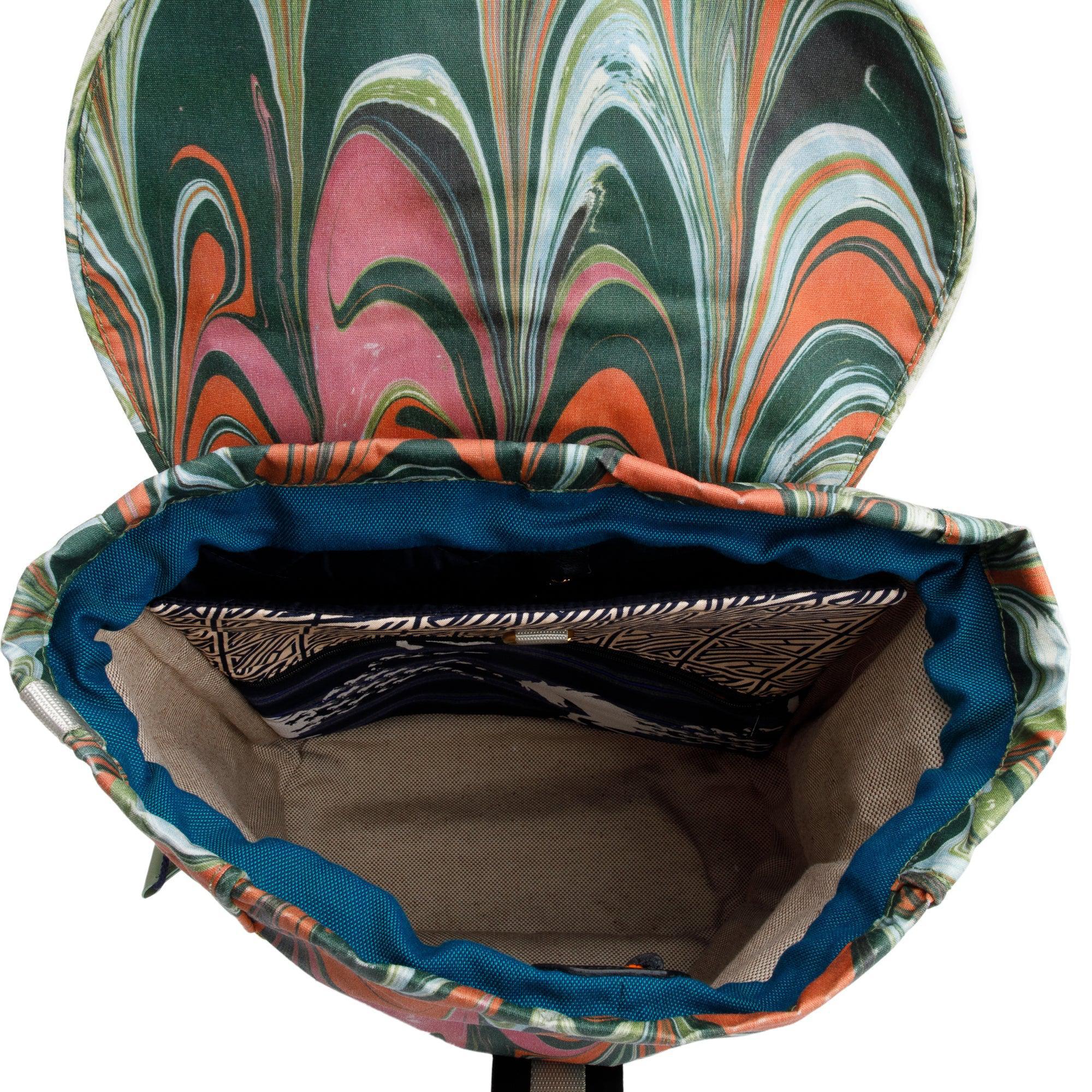 Chloe x Sheltersuit Multicolor Print Canvas Leather Trimmed Deep Ocean Backpack