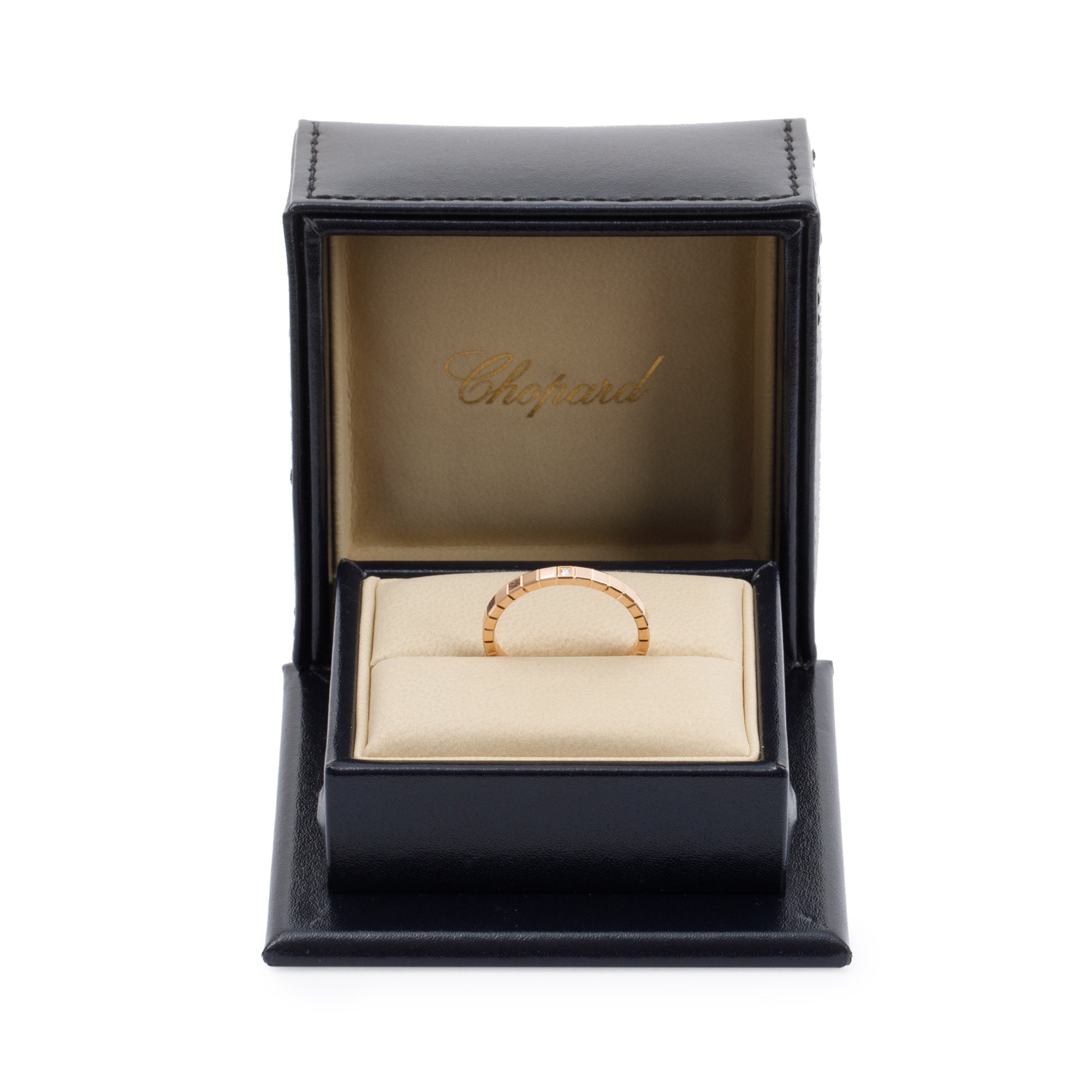 Chopard 18k Rose Gold Diamond Ice Cube Band Ring, Size 8.75 w/ Box