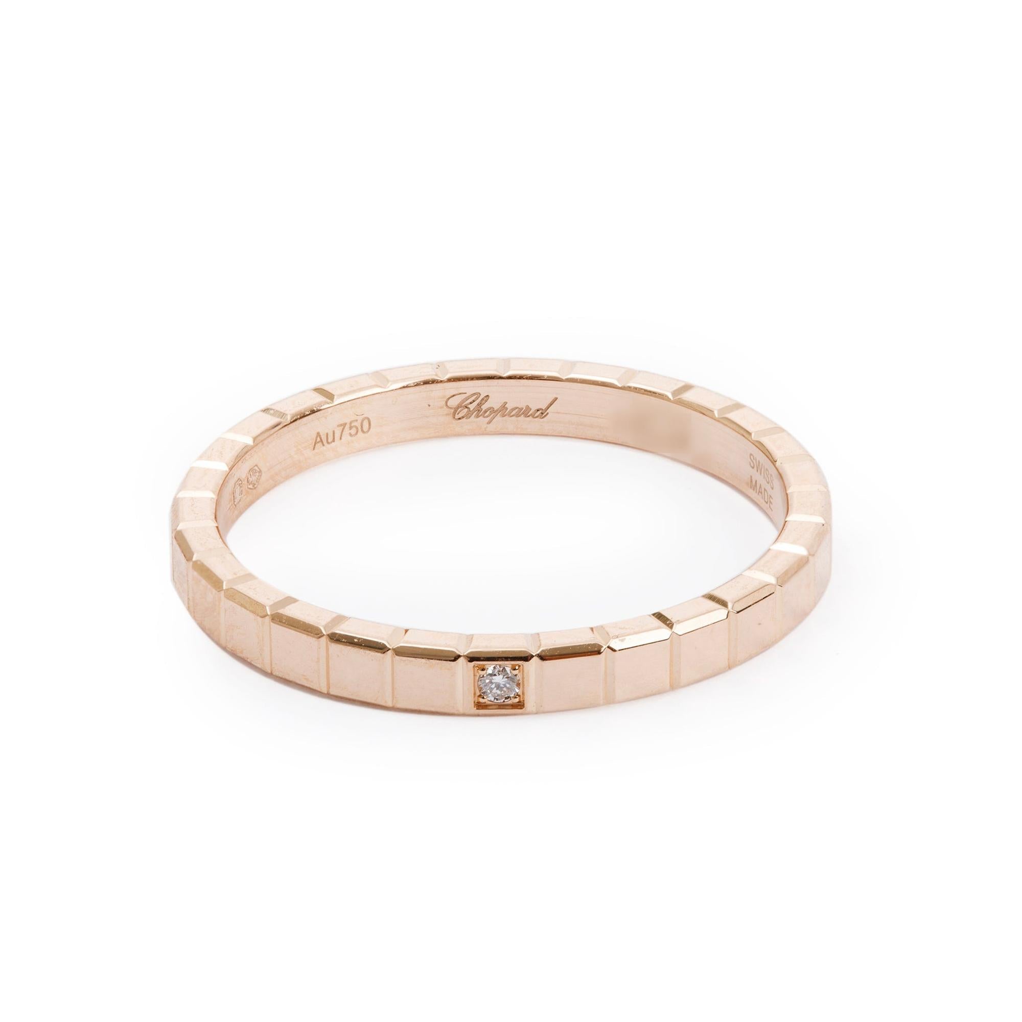 Chopard 18k Rose Gold Diamond Ice Cube Band Ring, Size 8.75 w/ Box