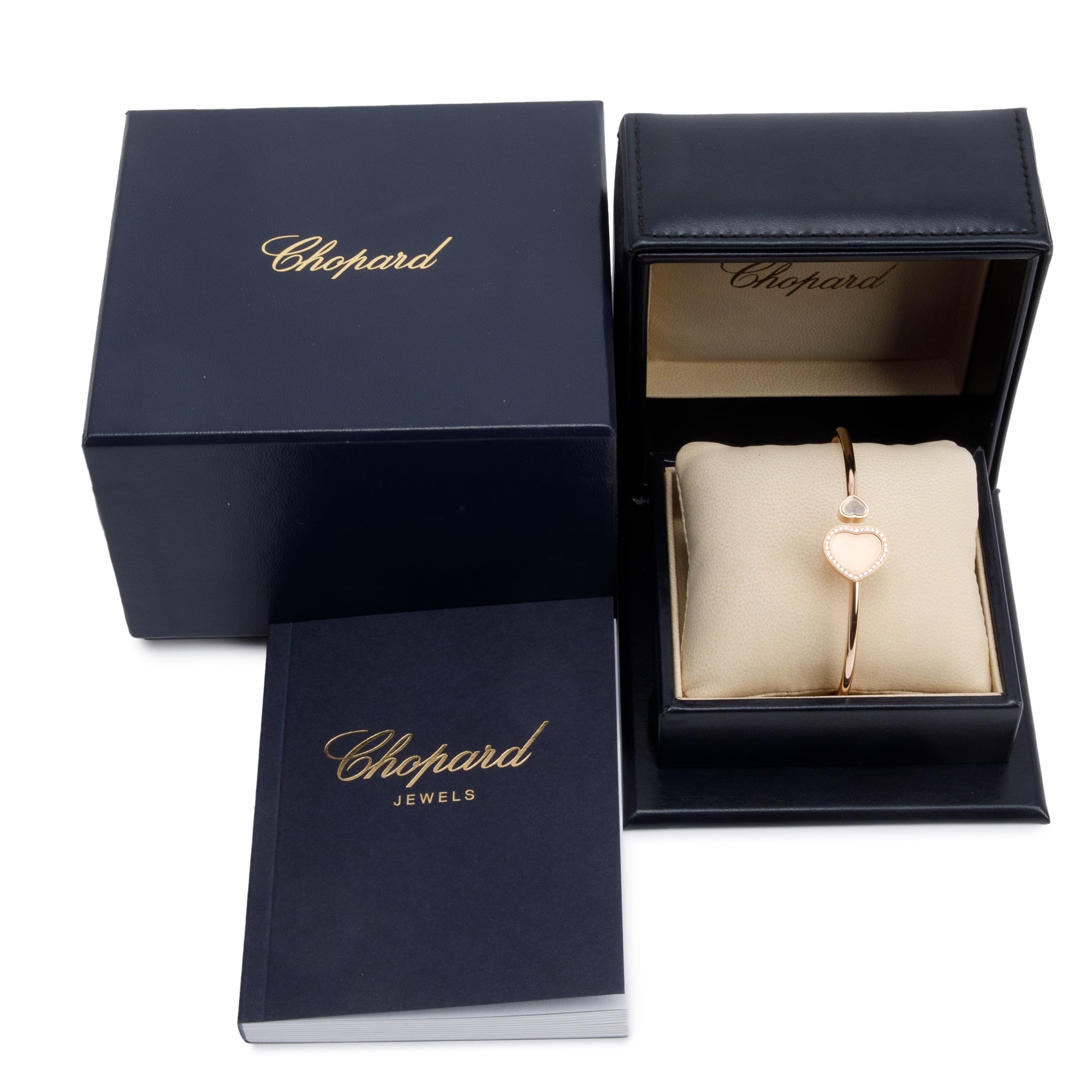 Chopard 18k Rose Gold Diamond James Bond 007 Happy Hearts Bangle w/ Box & Receipt