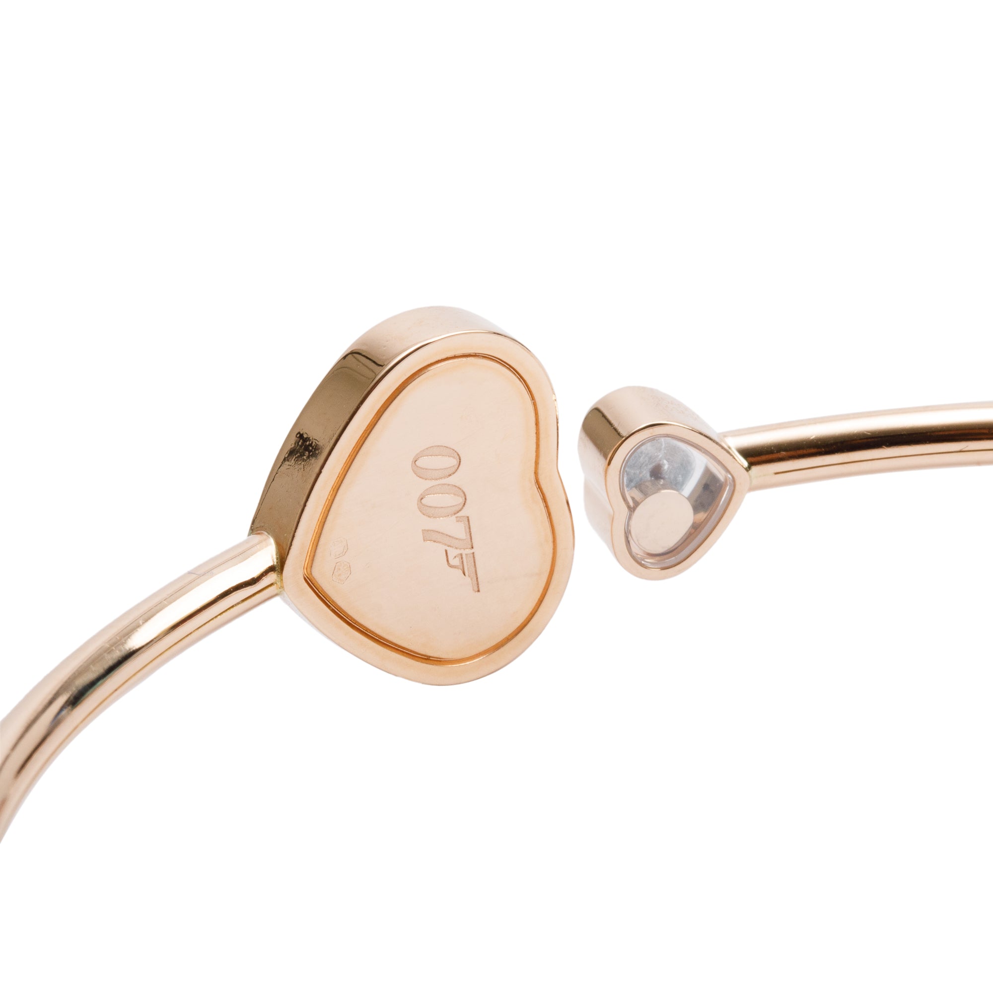 Chopard 18k Rose Gold Diamond James Bond 007 Happy Hearts Bangle w/ Box & Receipt
