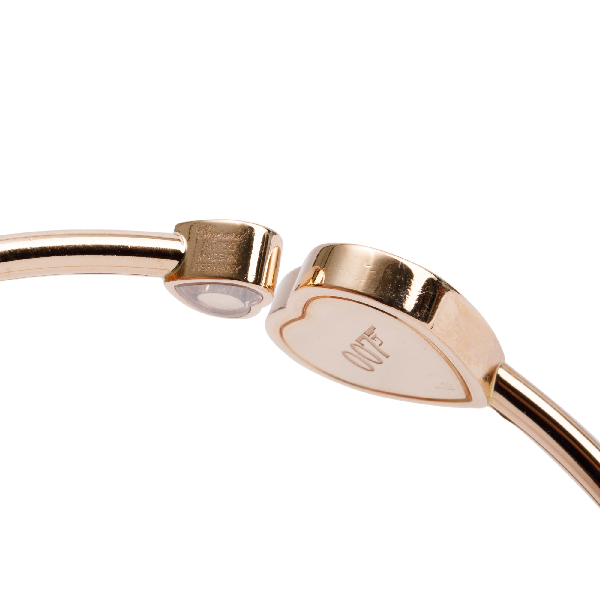 Chopard 18k Rose Gold Diamond James Bond 007 Happy Hearts Bangle w/ Box & Receipt