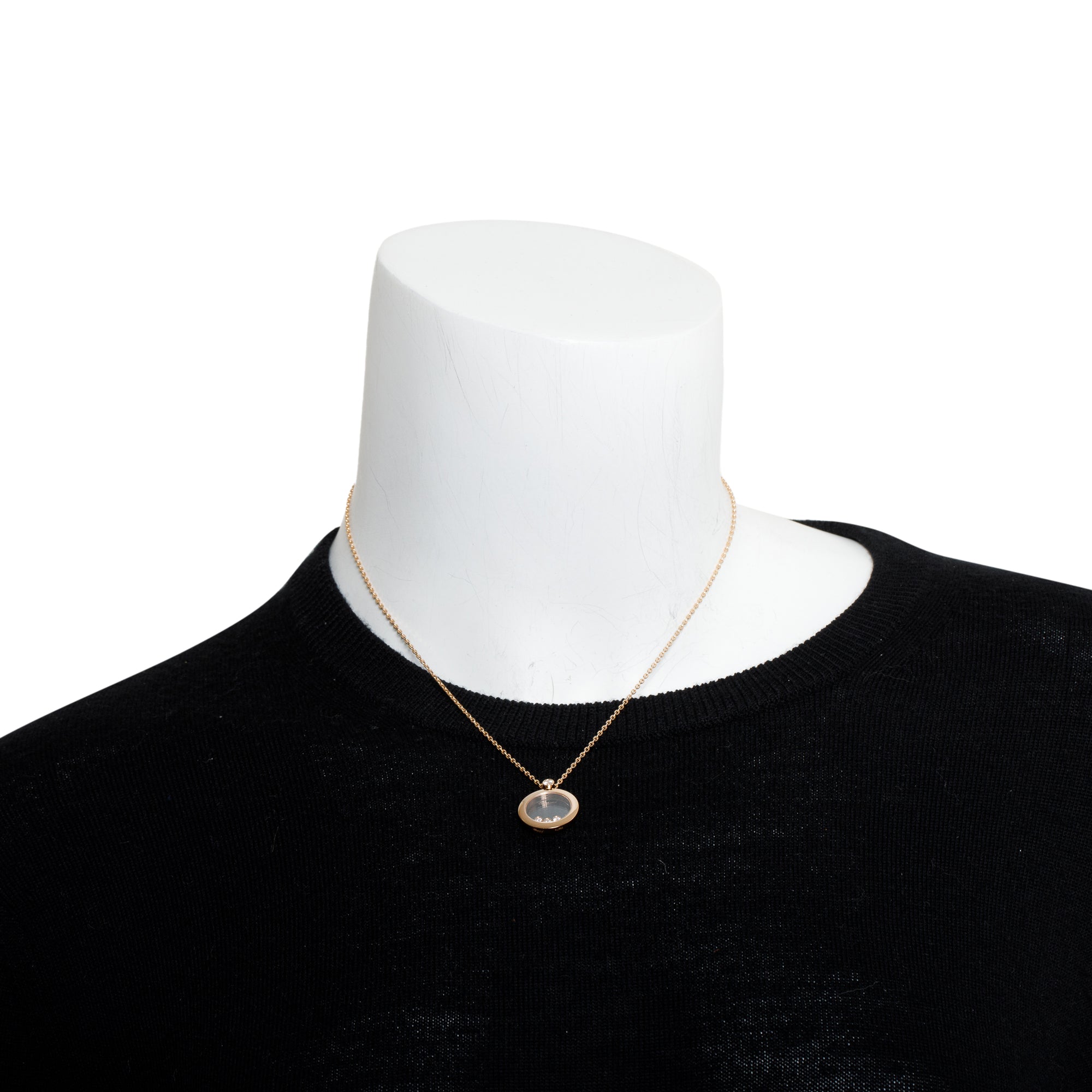 Chopard 18k Rose Gold Happy Diamond Icons Round Pendant Necklace