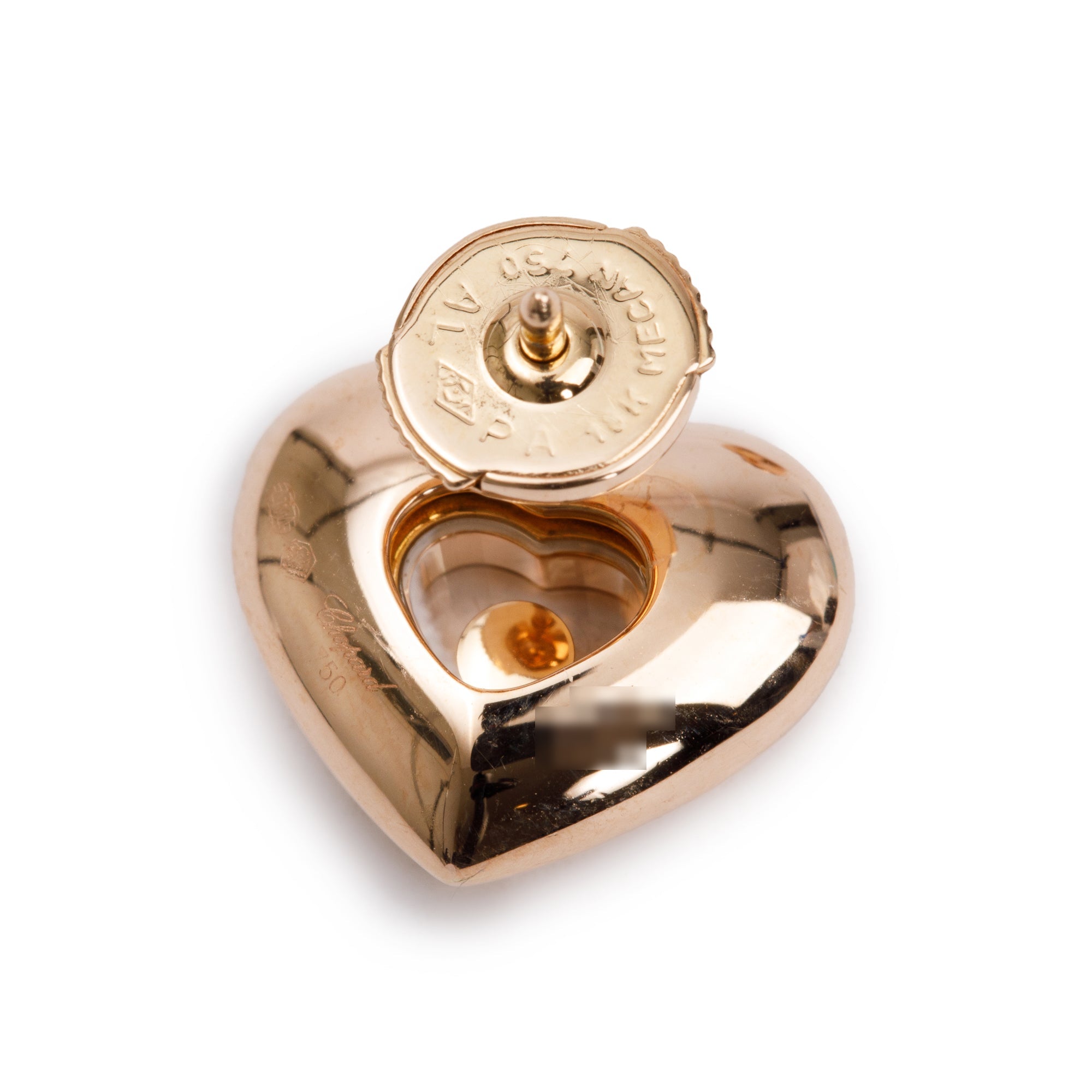 Chopard 18k Rose Gold Happy Diamonds Heart Earrings