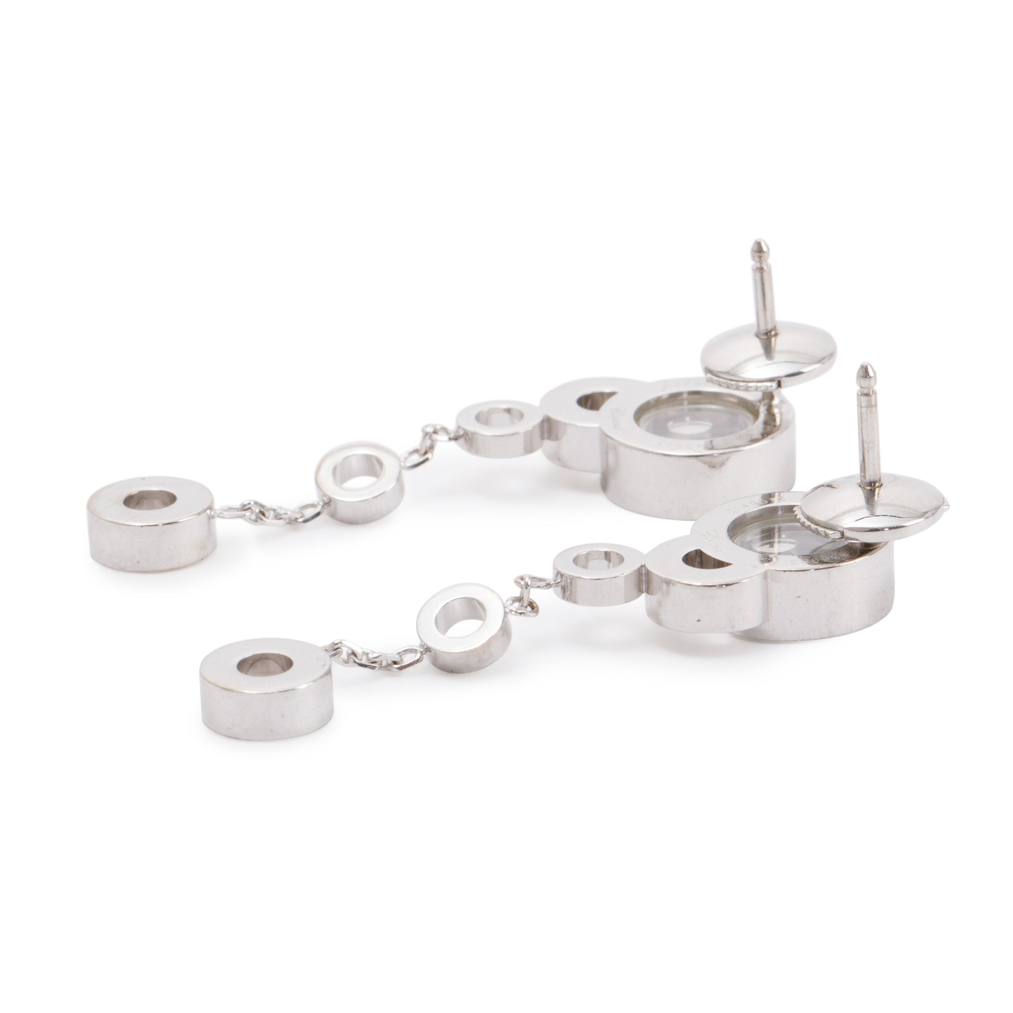Chopard 18k White Gold Diamond Happy Bubbles Drop Earrings