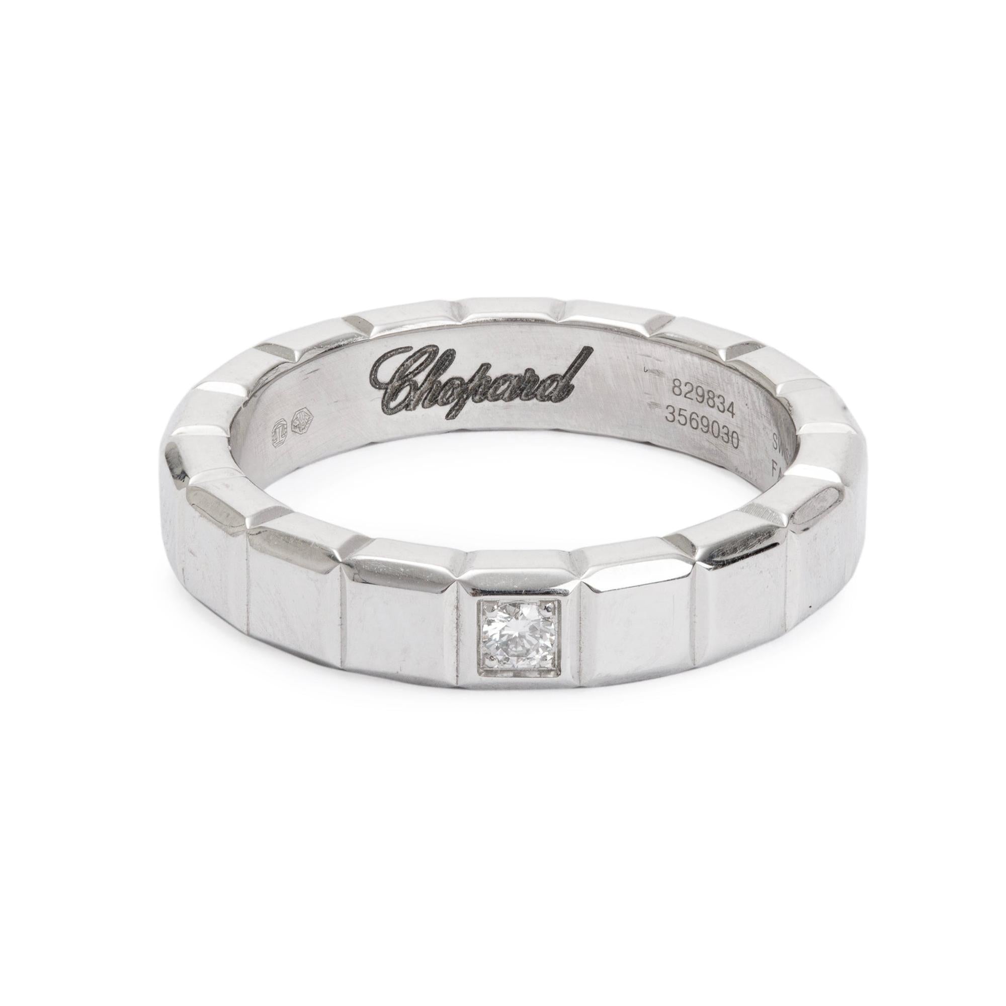 Chopard 18k White Gold Diamond Ice Cube Band Ring, Size 6