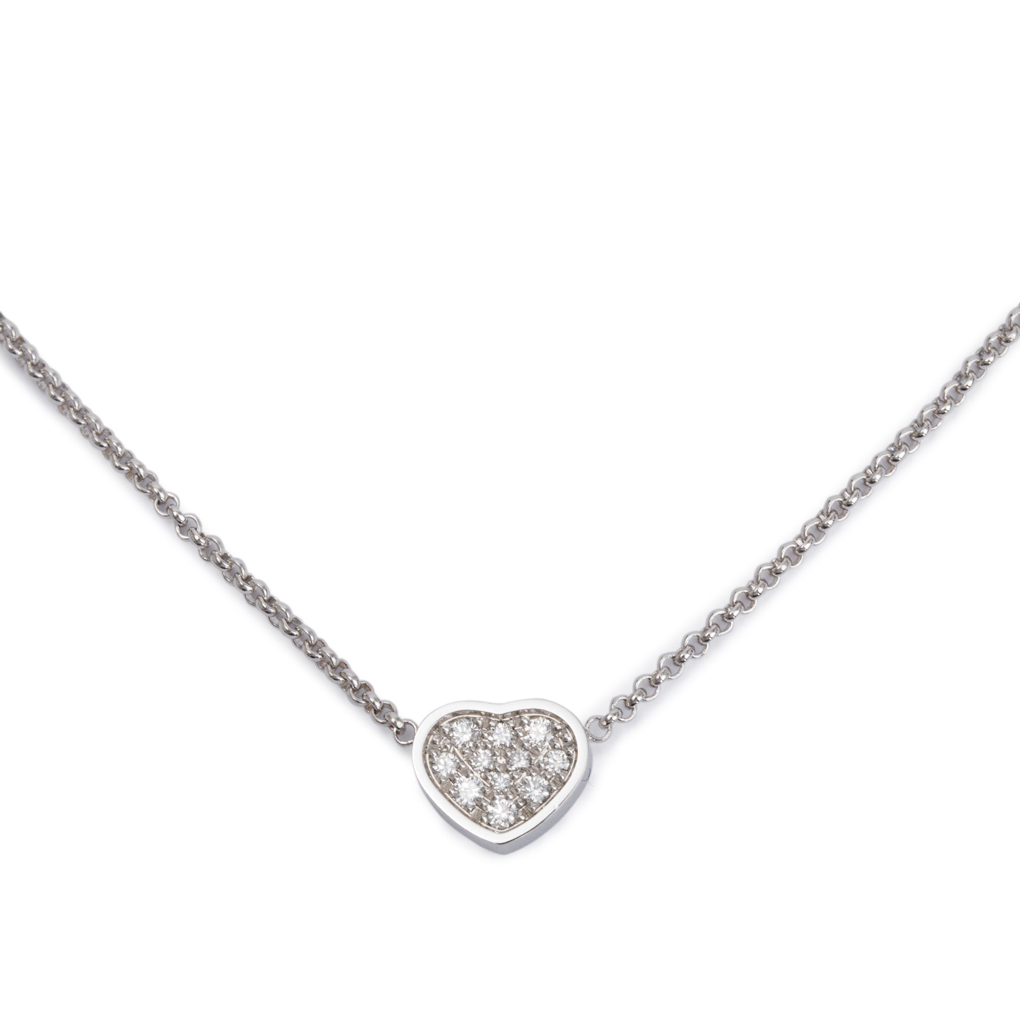 Chopard 18k White Gold Diamond My Happy Hearts Pendant Necklace