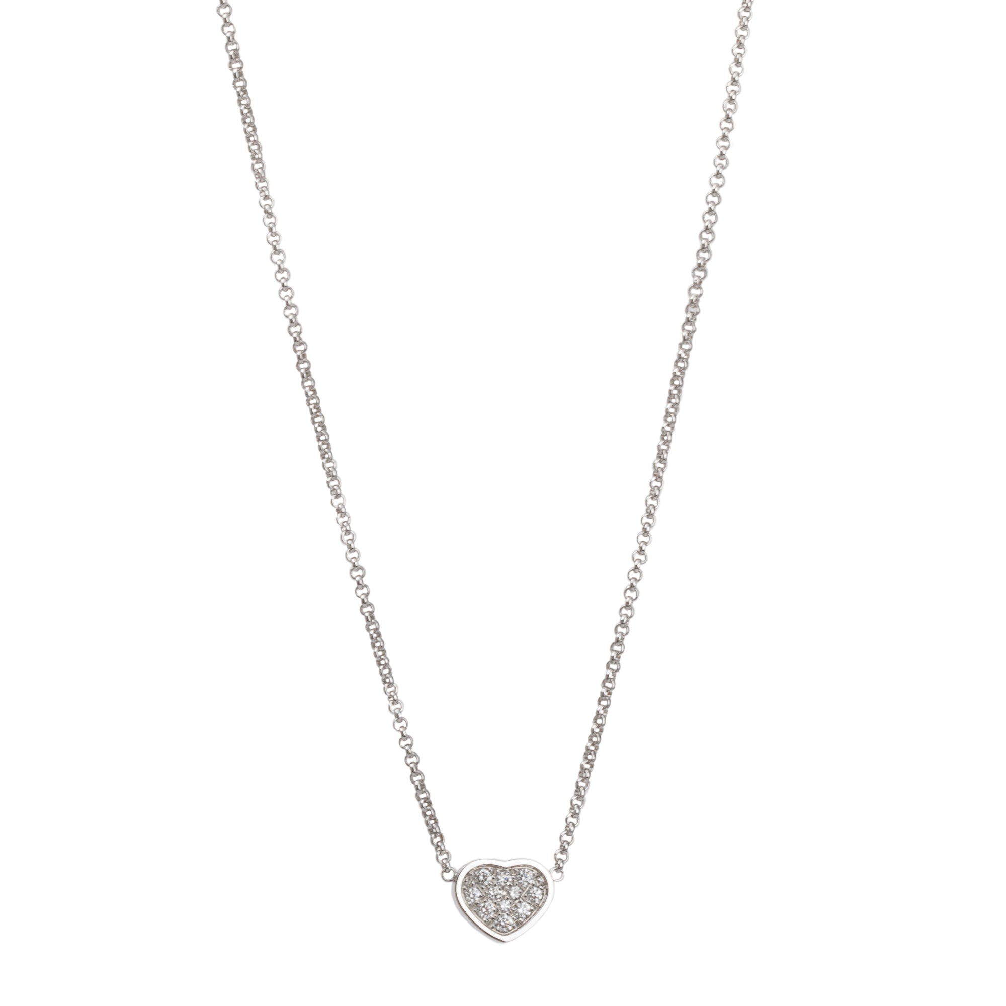 Chopard 18k White Gold Diamond My Happy Hearts Pendant Necklace