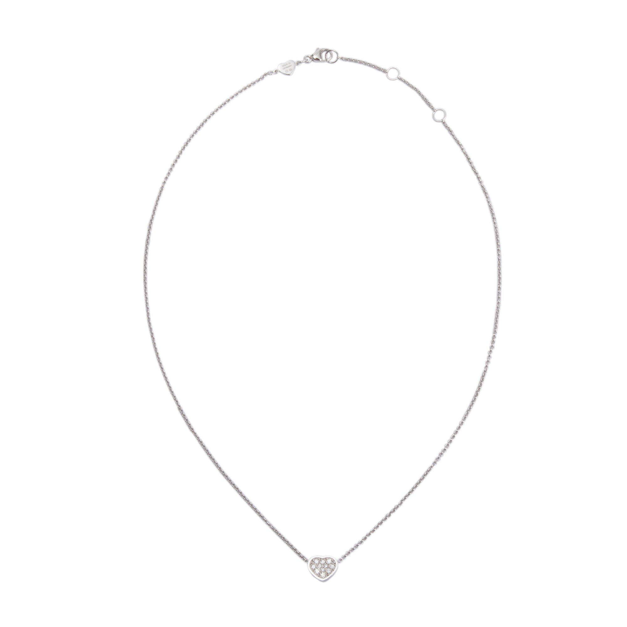 Chopard 18k White Gold Diamond My Happy Hearts Pendant Necklace