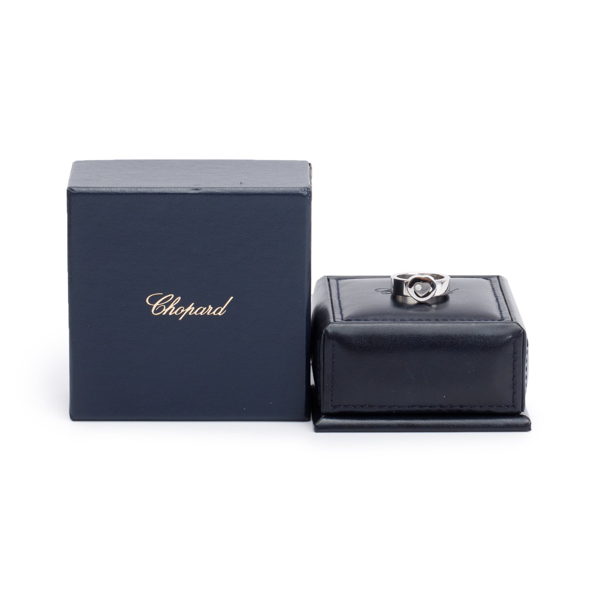 Chopard 18k White Gold Happy Diamonds Heart Cocktail Ring, Size 6 w/ Box