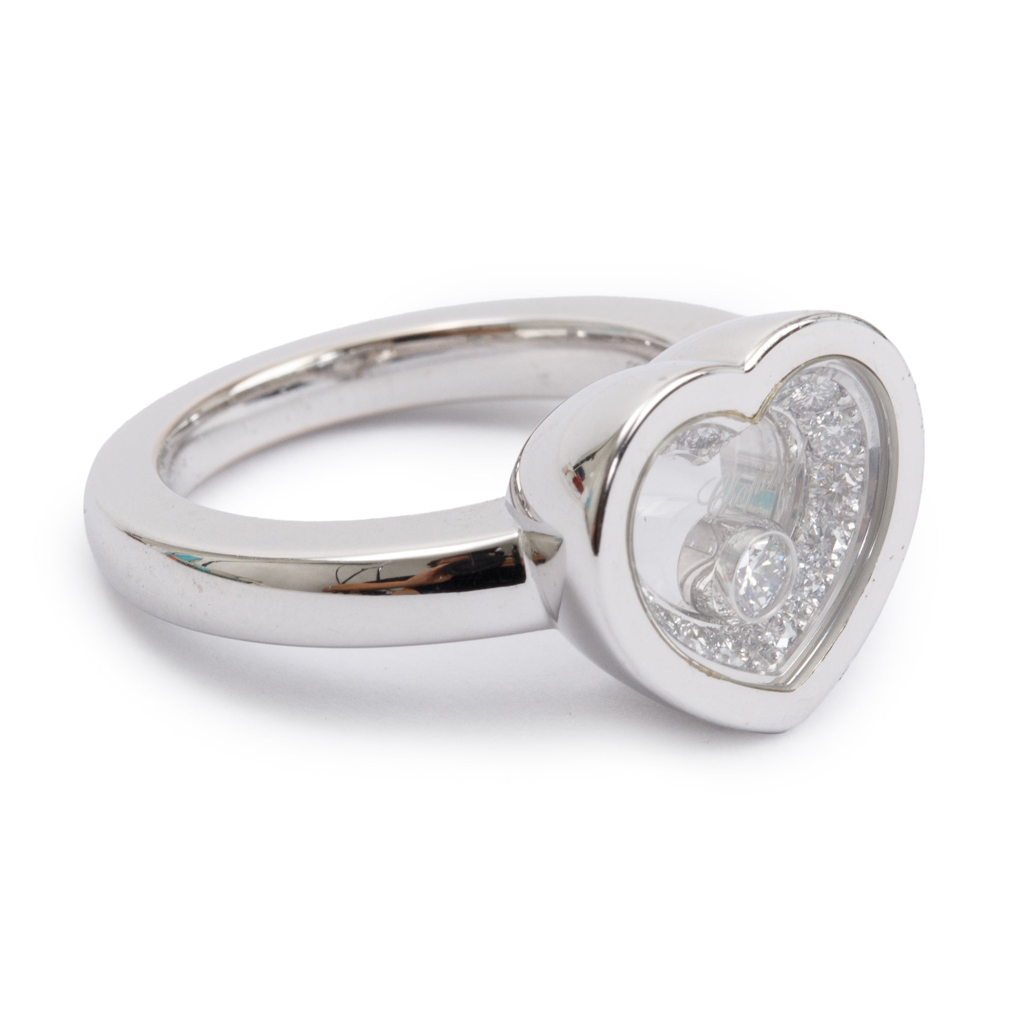 Chopard 18k White Gold Happy Diamonds Heart Ring, Size 6