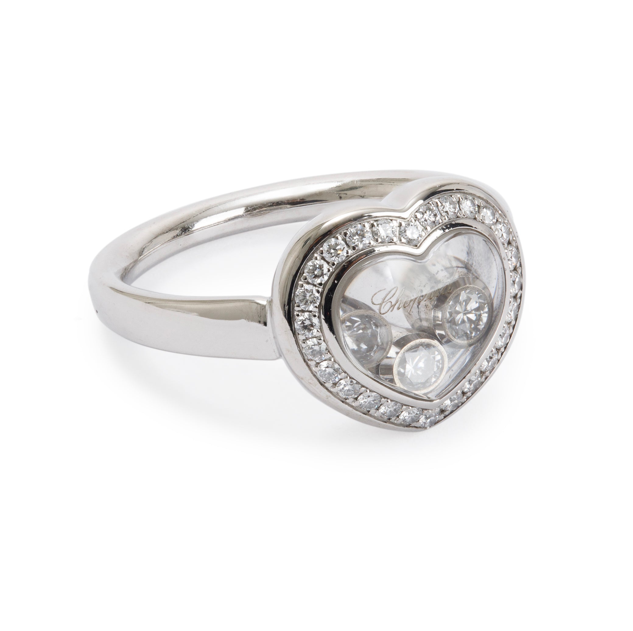 Chopard 18k White Gold Happy Diamonds Icons Heart Ring, Size 4.5